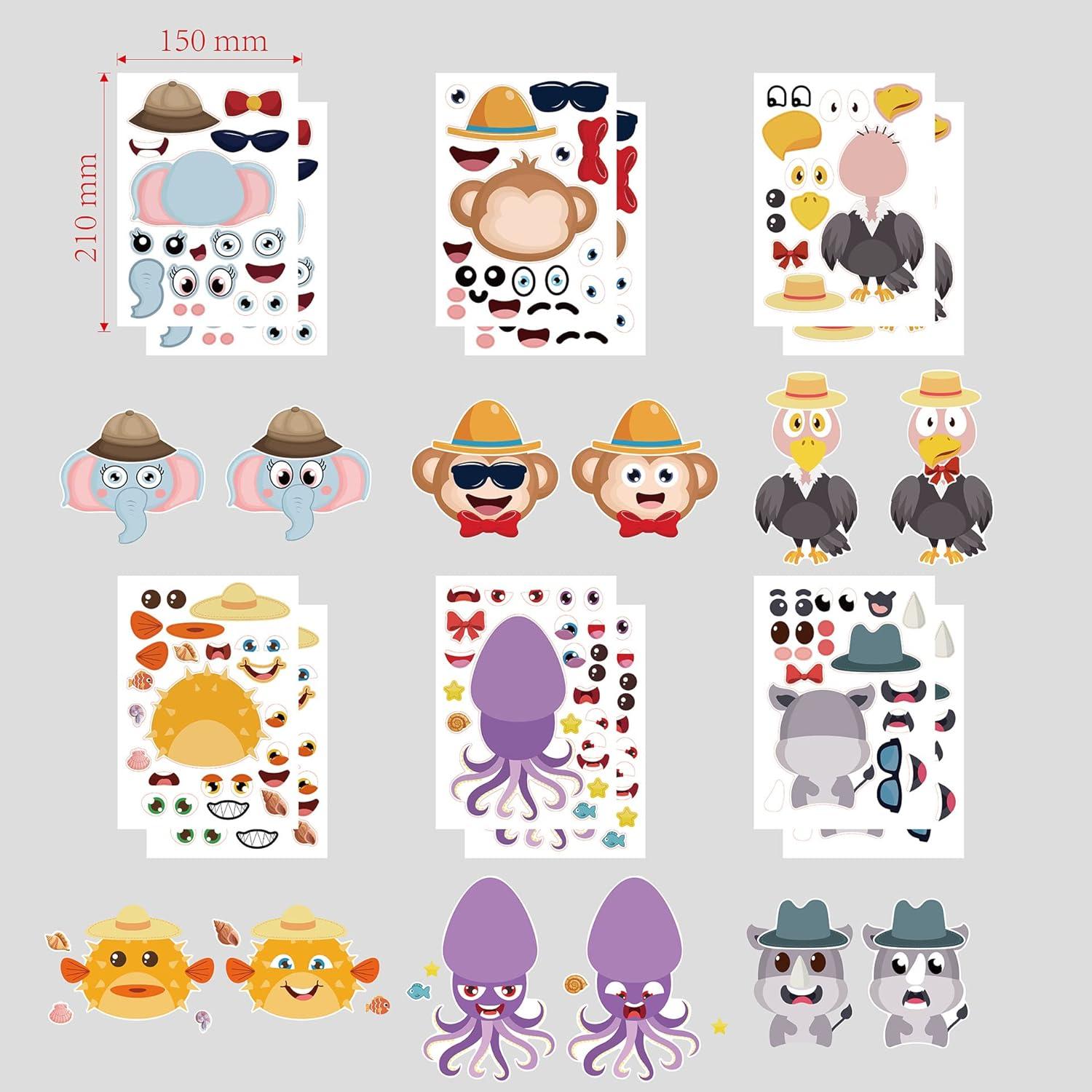24 Hojas Stickers Animales T-Antrix para Niños 21x15 cm