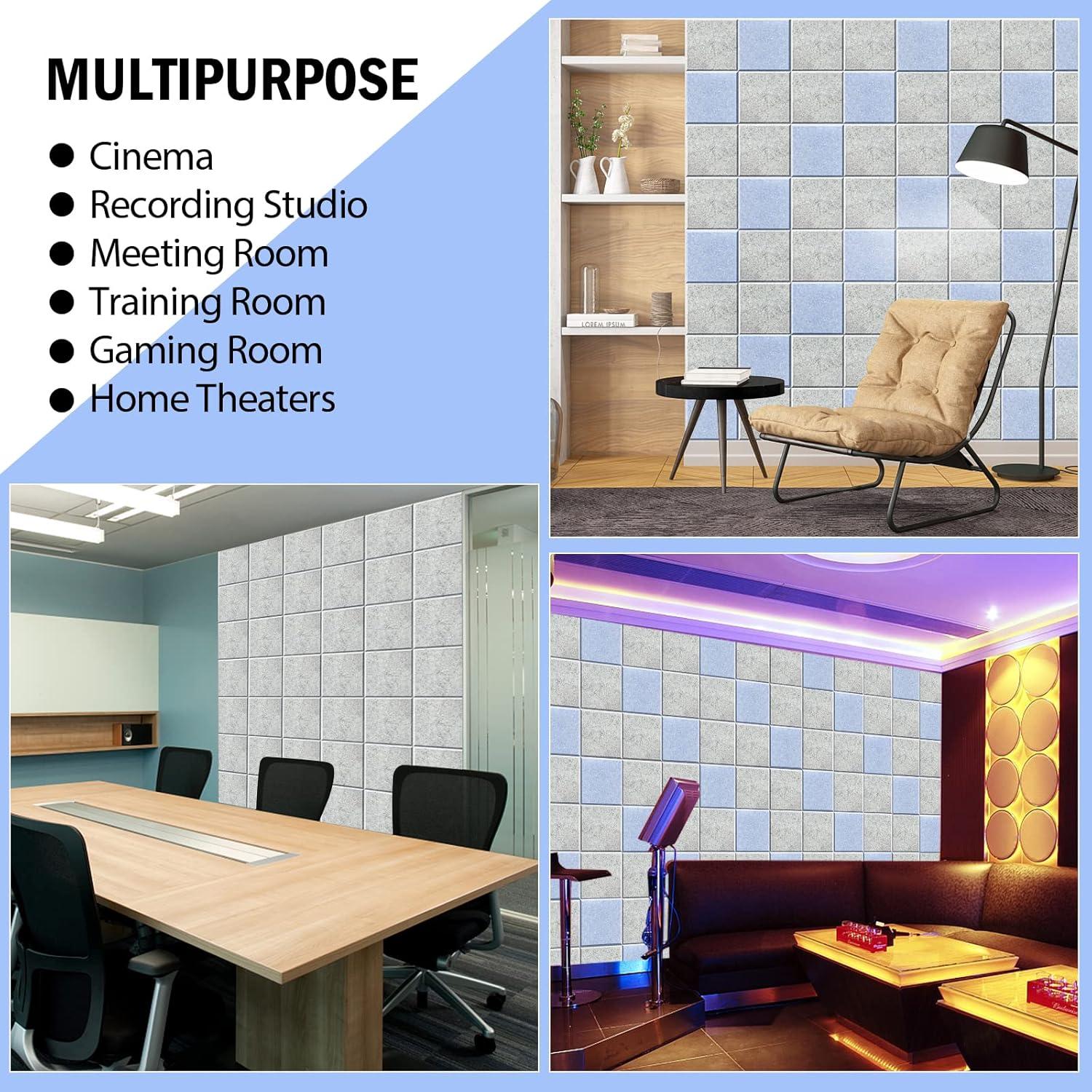 Paneles Acústicos Cuadrados Autoadhesivos Camel - 12 Piezas 30x30 cm