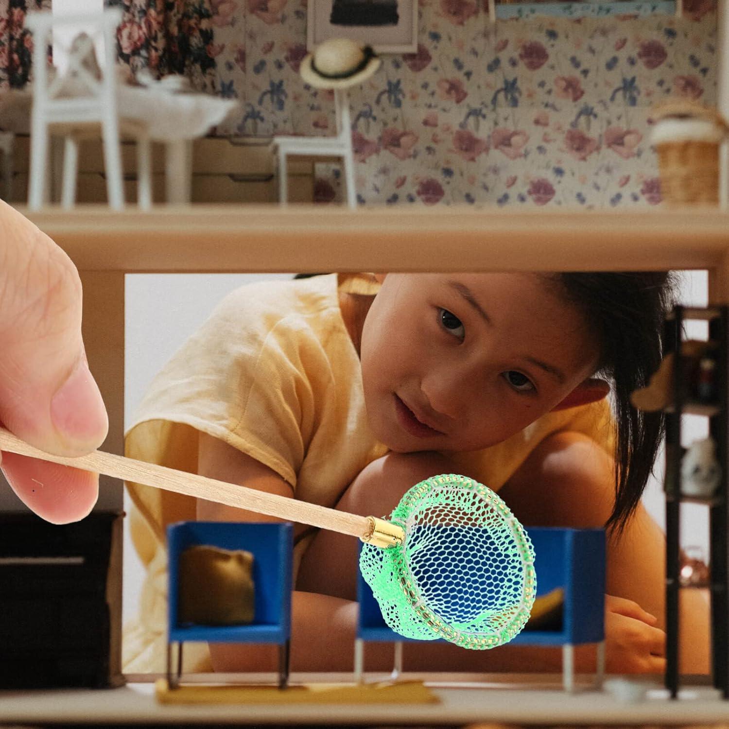 Set de 3 Cañas de Pesca en Miniatura Kisangel 1:12 Verde