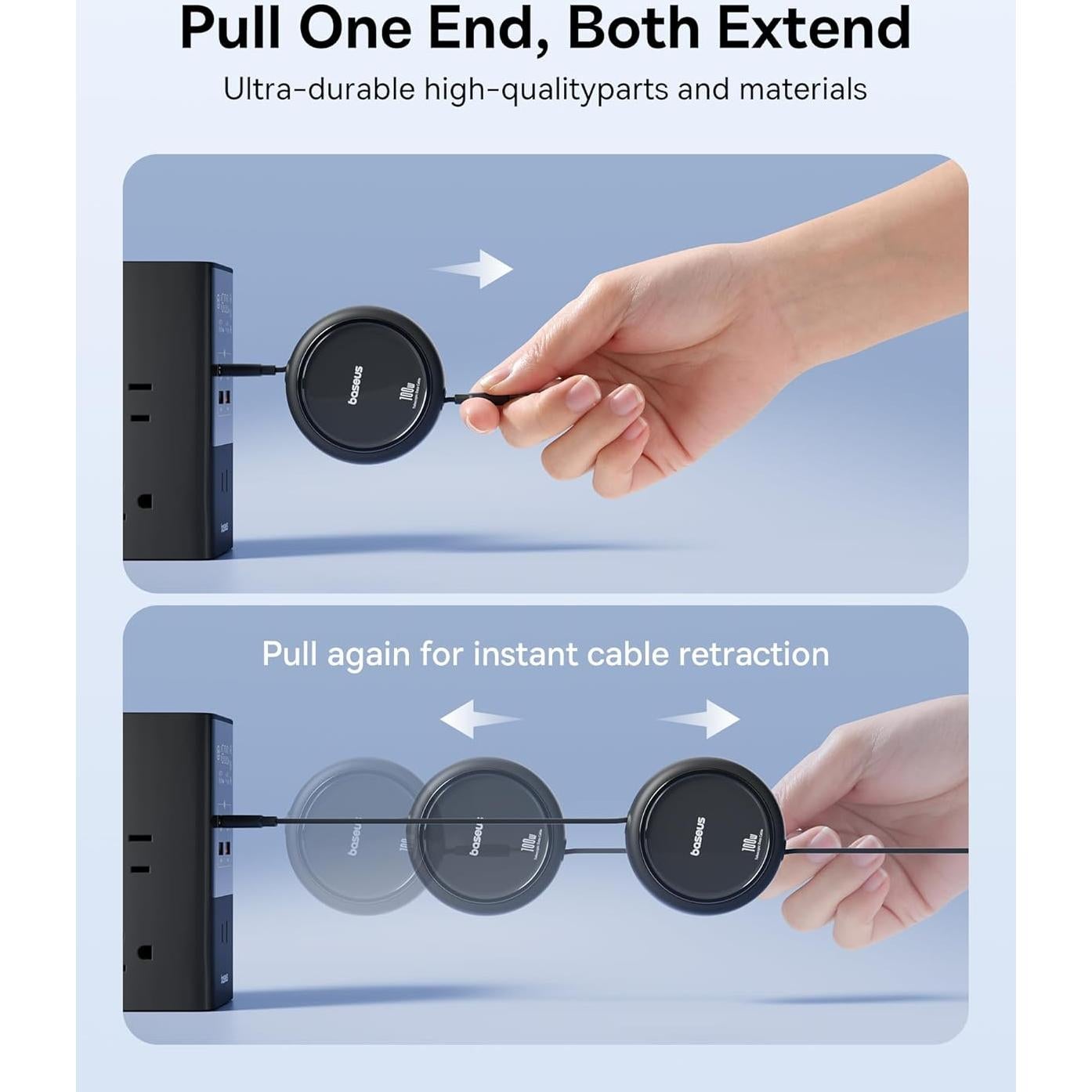 Cable USB C Retráctil Baseus 100W 1m Carga Rápida
