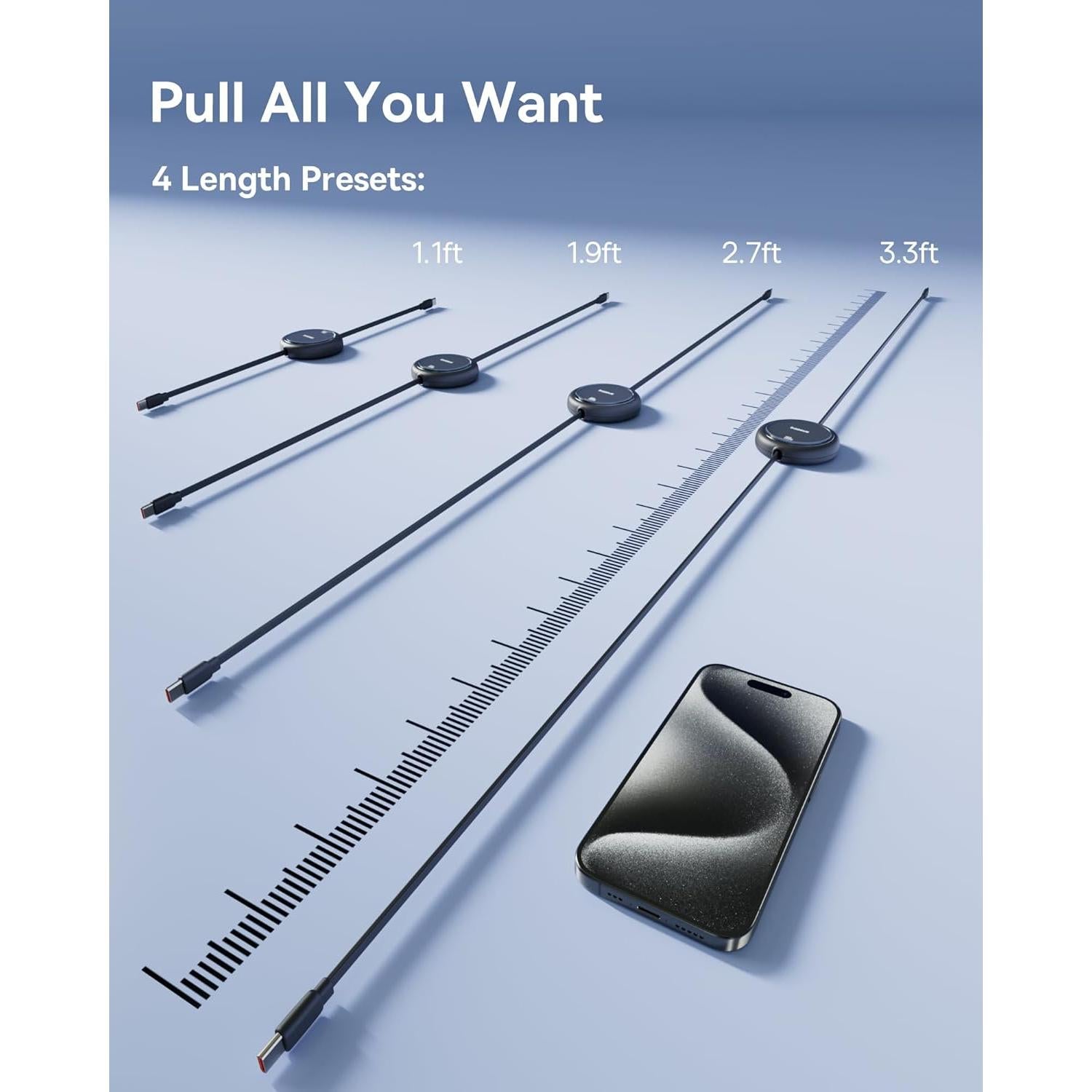 Cable USB C Retráctil Baseus 100W 1m Carga Rápida