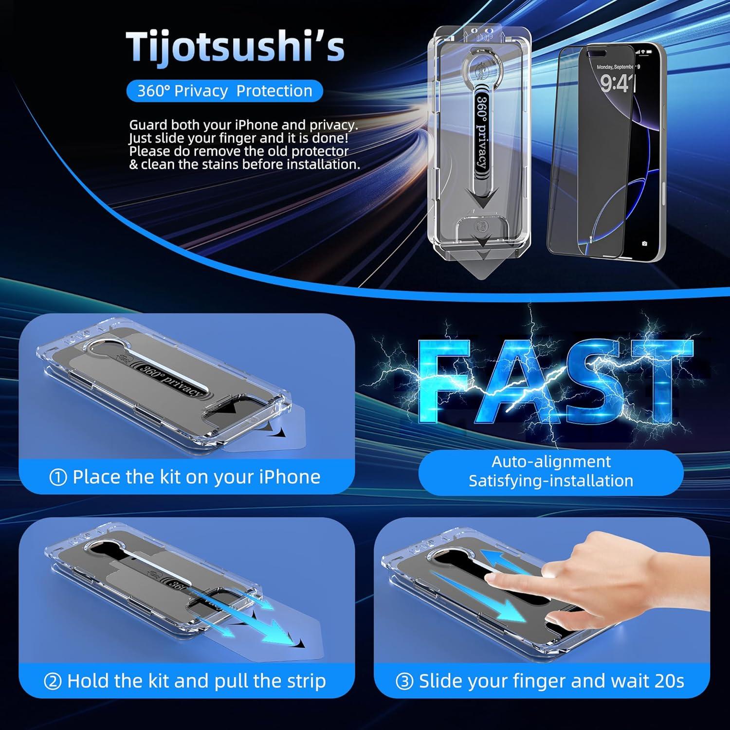 Protector de Pantalla Privada Tijotsushi para iPhone 13/13 Pro/14 360°