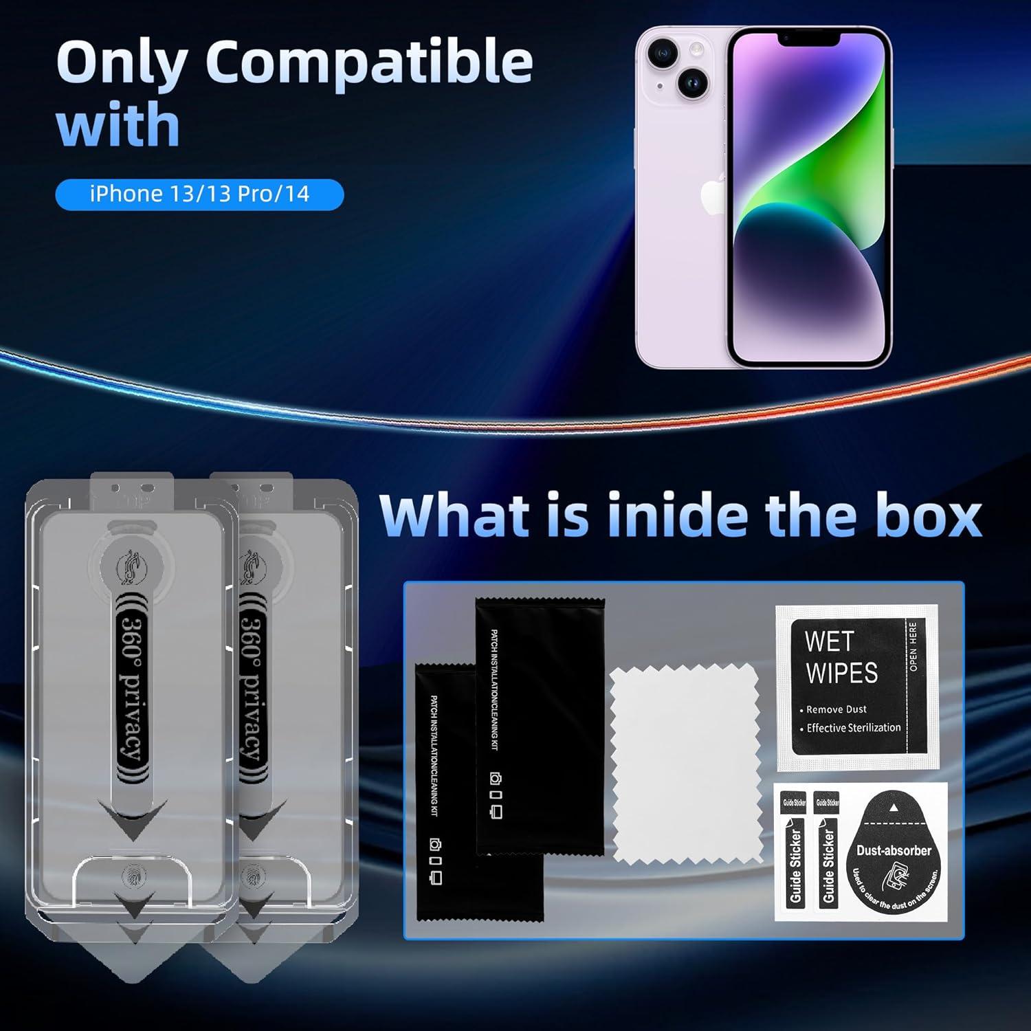 Protector de Pantalla Privada Tijotsushi para iPhone 13/13 Pro/14 360°