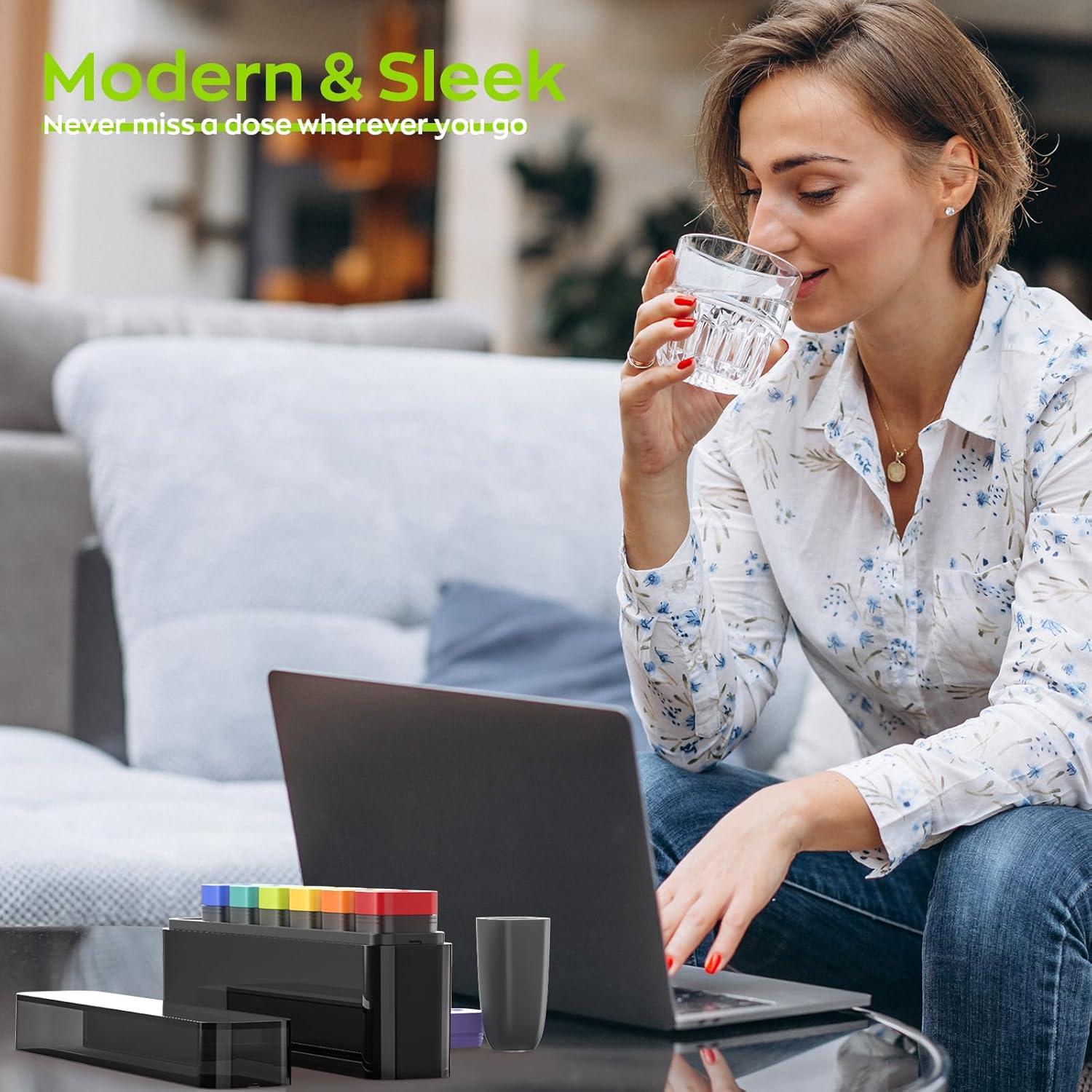 Organizador Semanal de Pastillas HIONXMGA 7 Días Portátil Negro