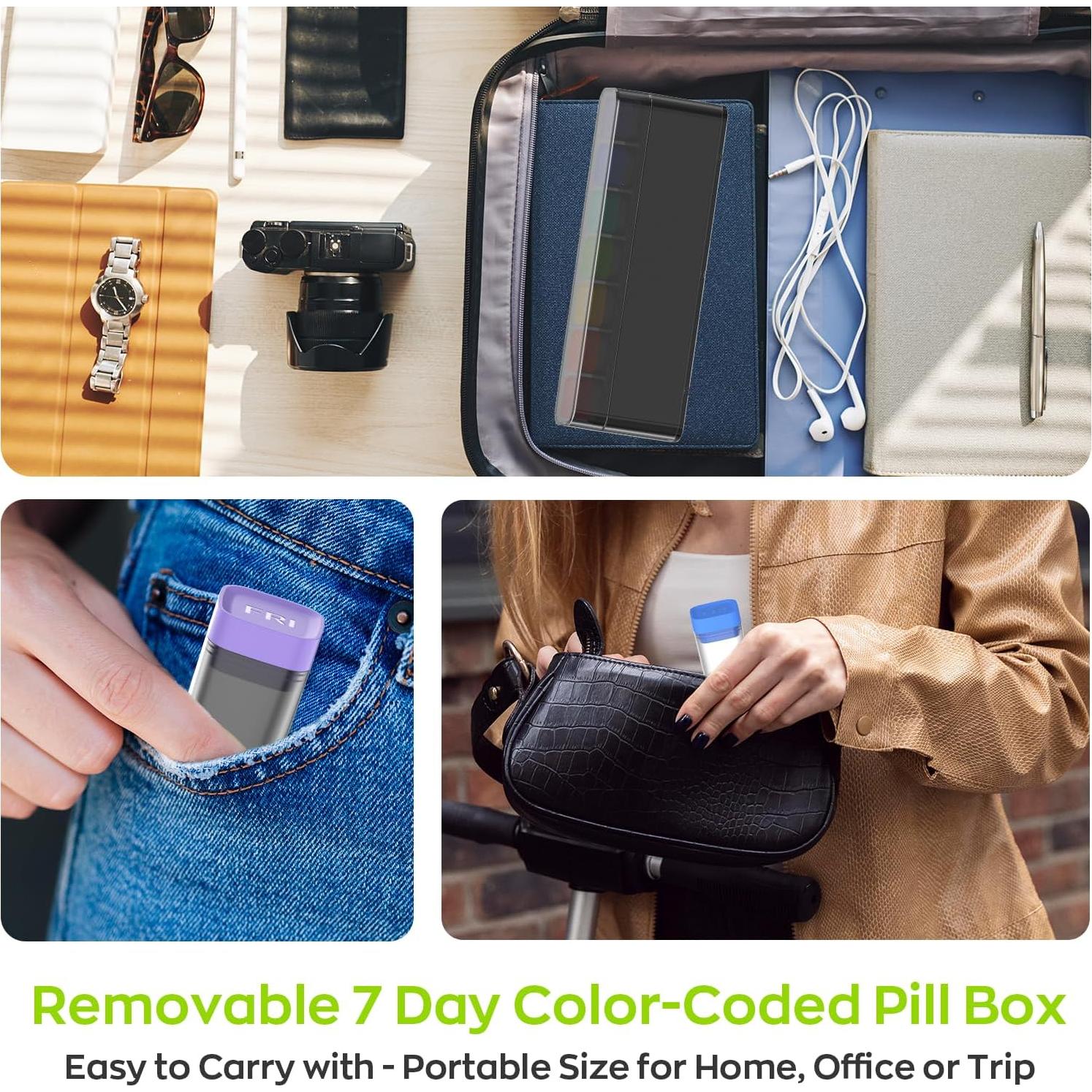 Organizador Semanal de Pastillas HIONXMGA 7 Días Portátil Negro