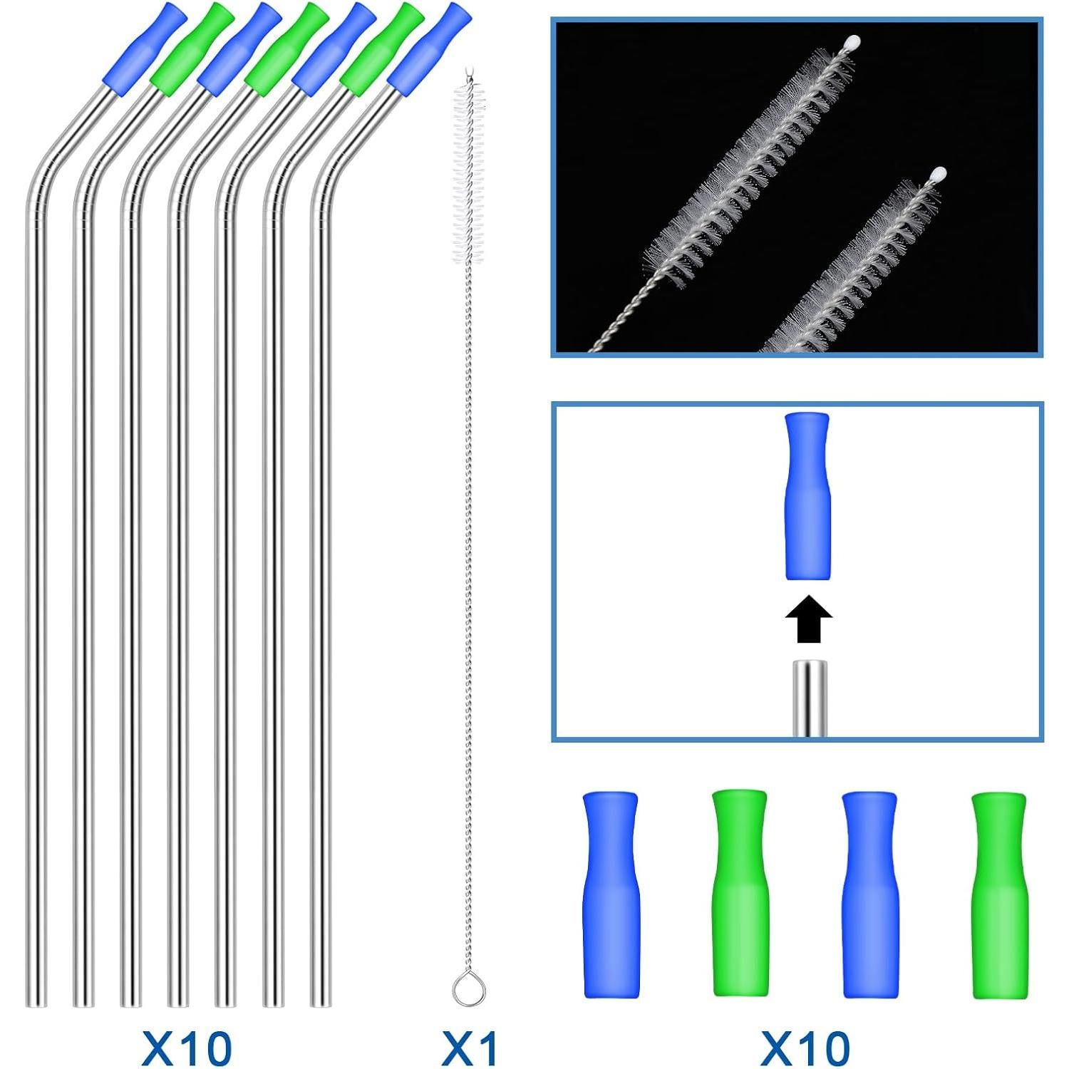 Pajillas de Acero Inoxidable Patelai 35 cm Reutilizables 10 Pzas