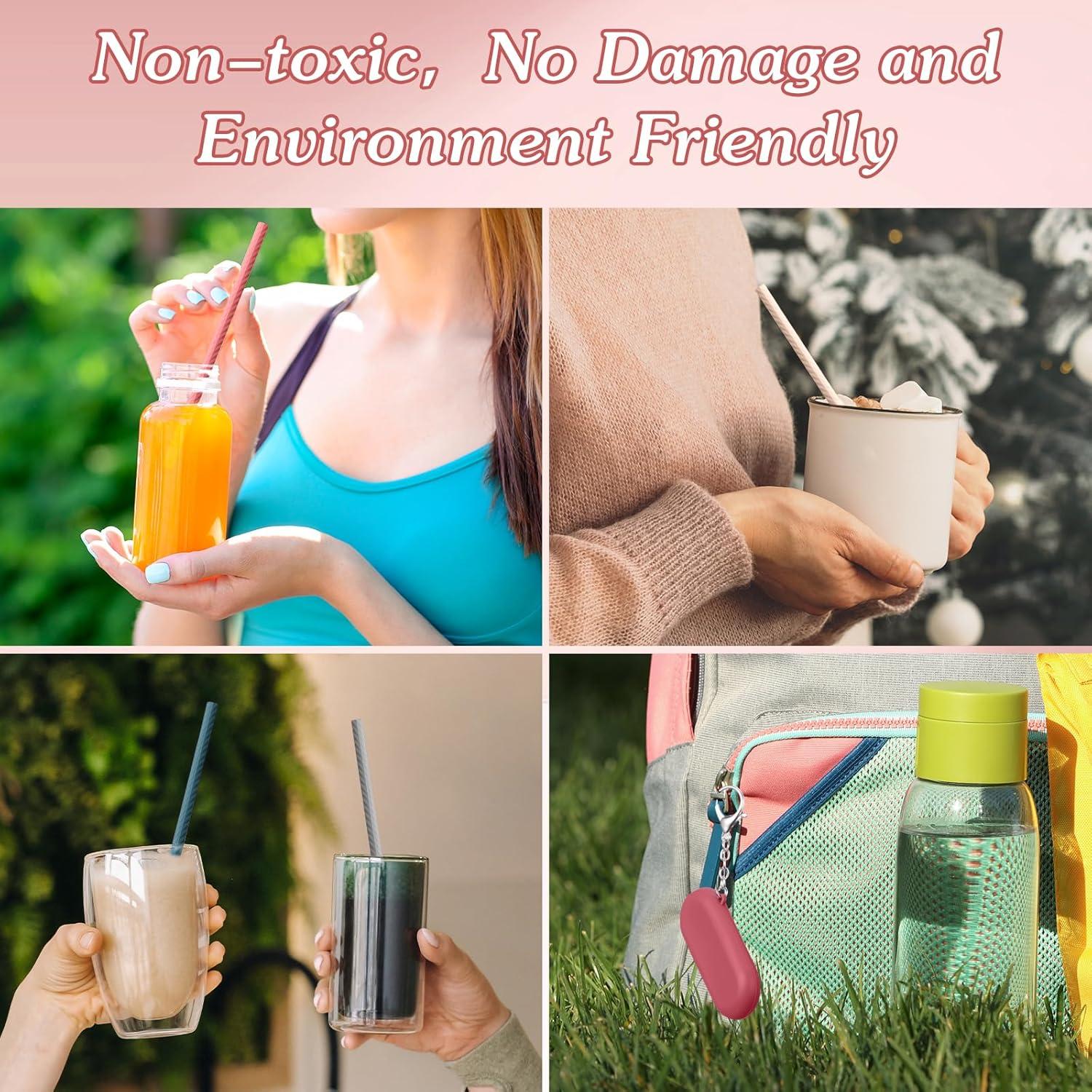 Juego de Pajitas de Silicona Reutilizables Honeydak 12 Piezas