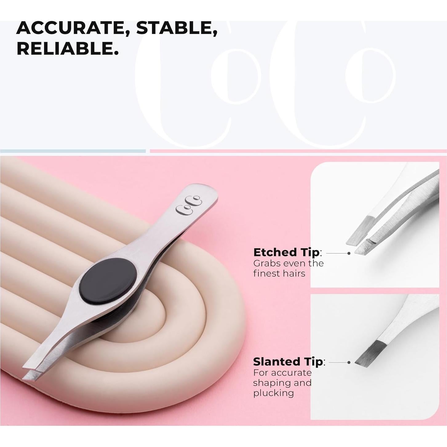 Pinzas de Cejas de Precisión Closet de Coco - Acero Inoxidable