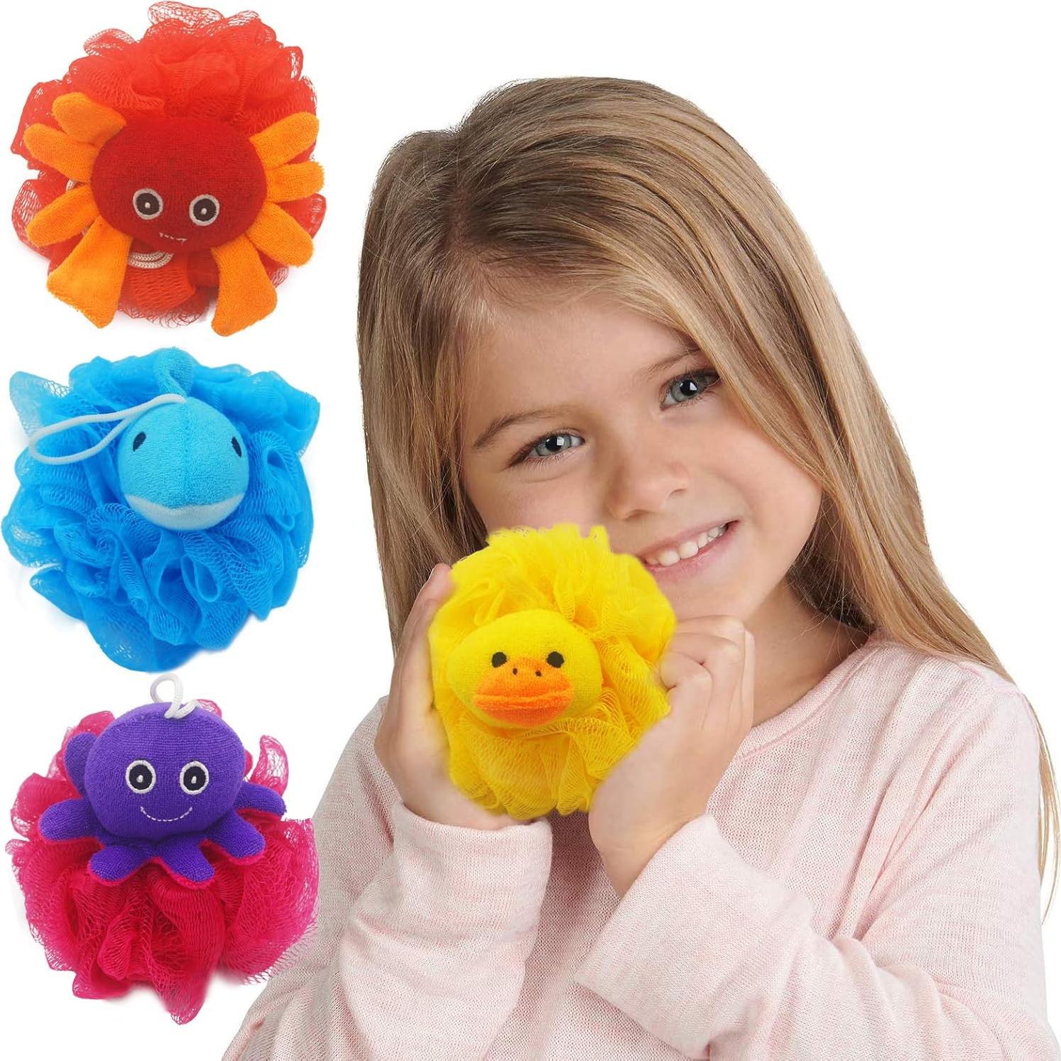 Esponja de Baño Exfoliante para Niños Bleu Bath 4 Pack