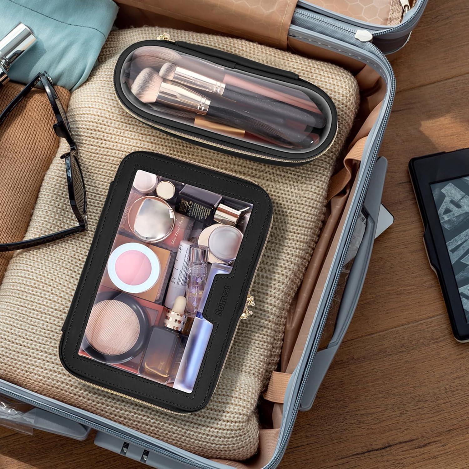 Bolsa de Maquillaje Transparente Soimeat Mediana Negra