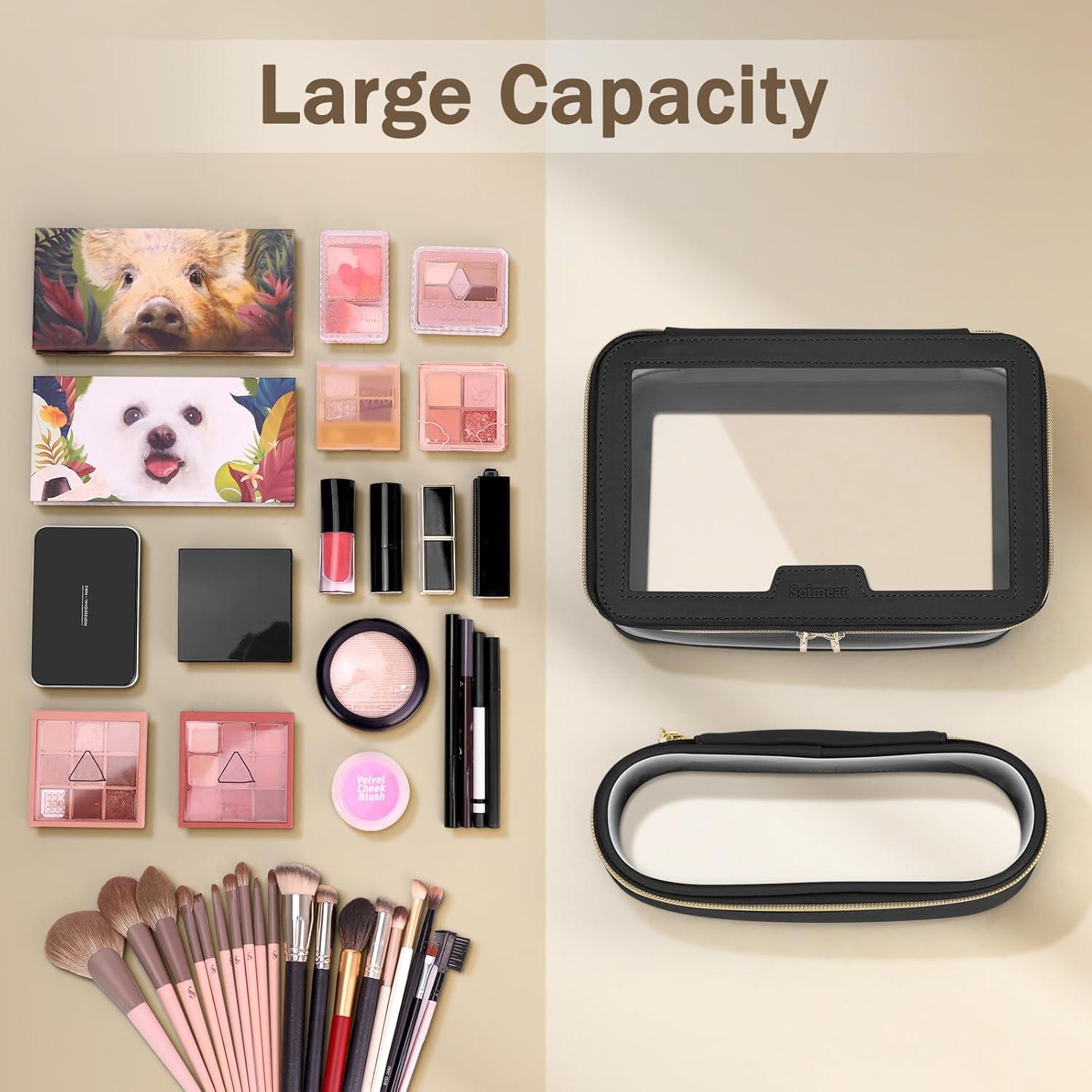 Bolsa de Maquillaje Transparente Soimeat Mediana Negra