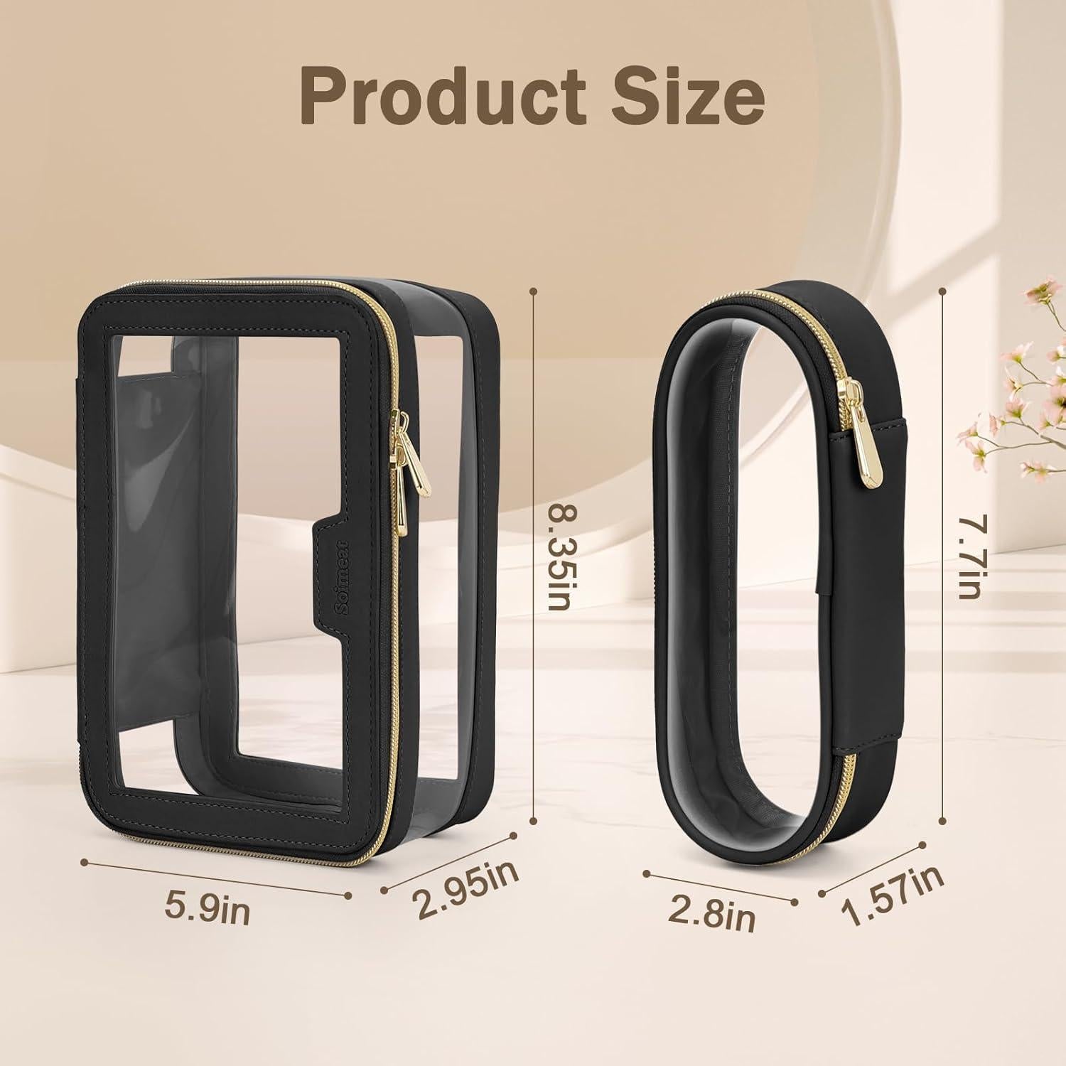 Bolsa de Maquillaje Transparente Soimeat Mediana Negra