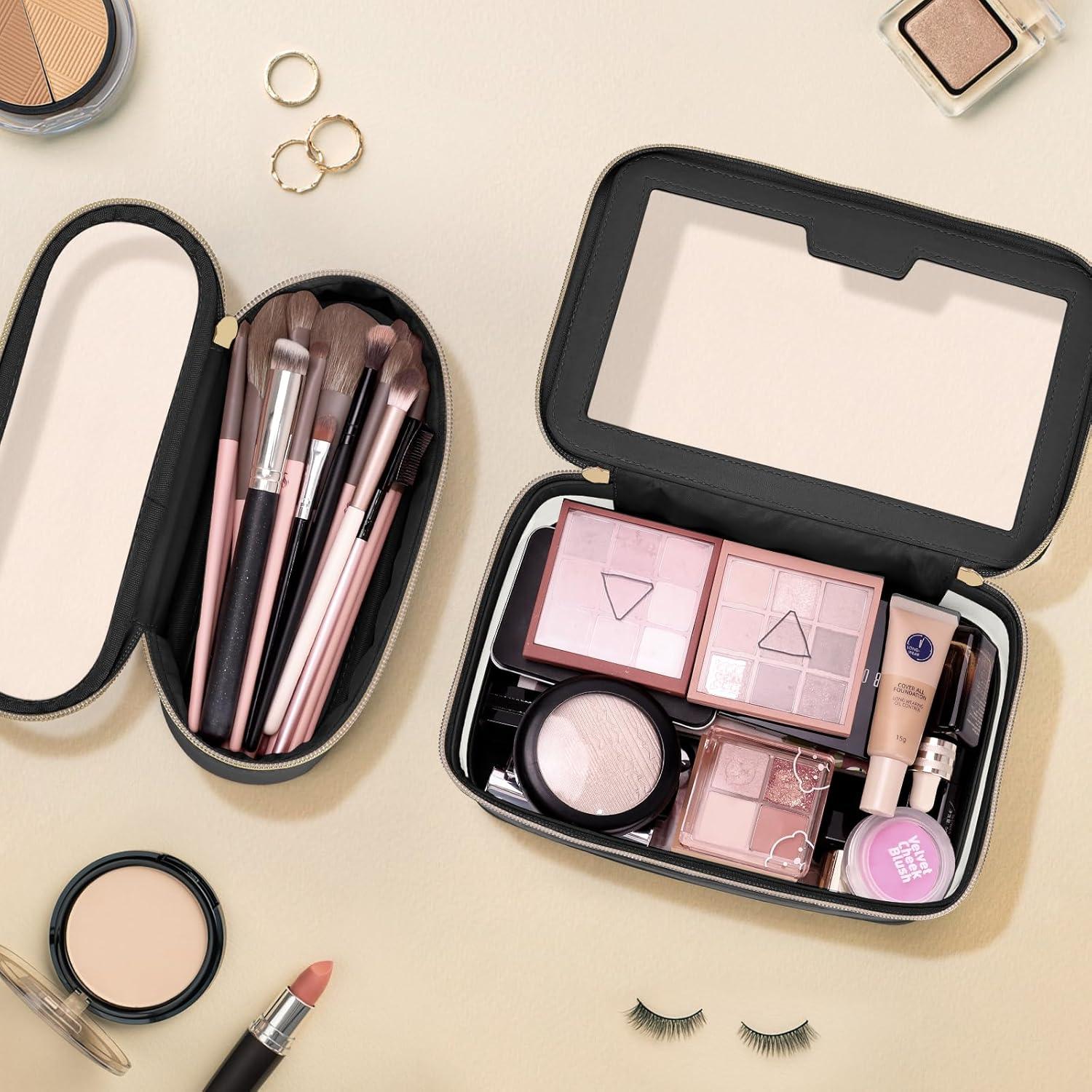 Bolsa de Maquillaje Transparente Soimeat Mediana Negra