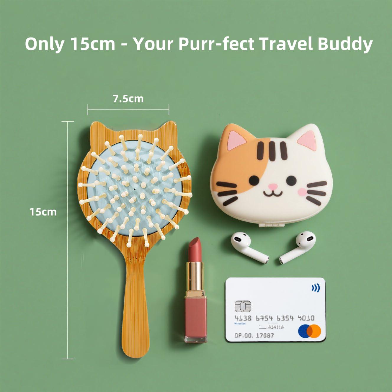 Cepillo de Pelo Mini WetBamboo Gato Azul Bambú Ecológico