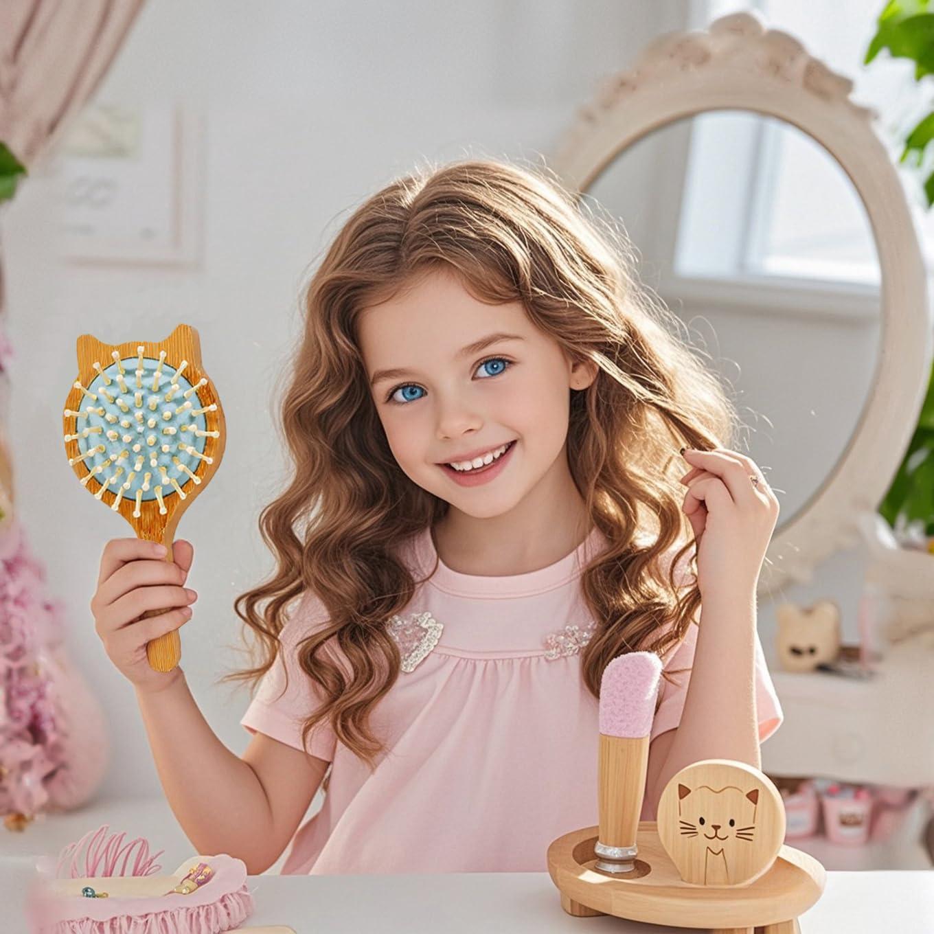 Cepillo de Pelo Mini WetBamboo Gato Azul Bambú Ecológico