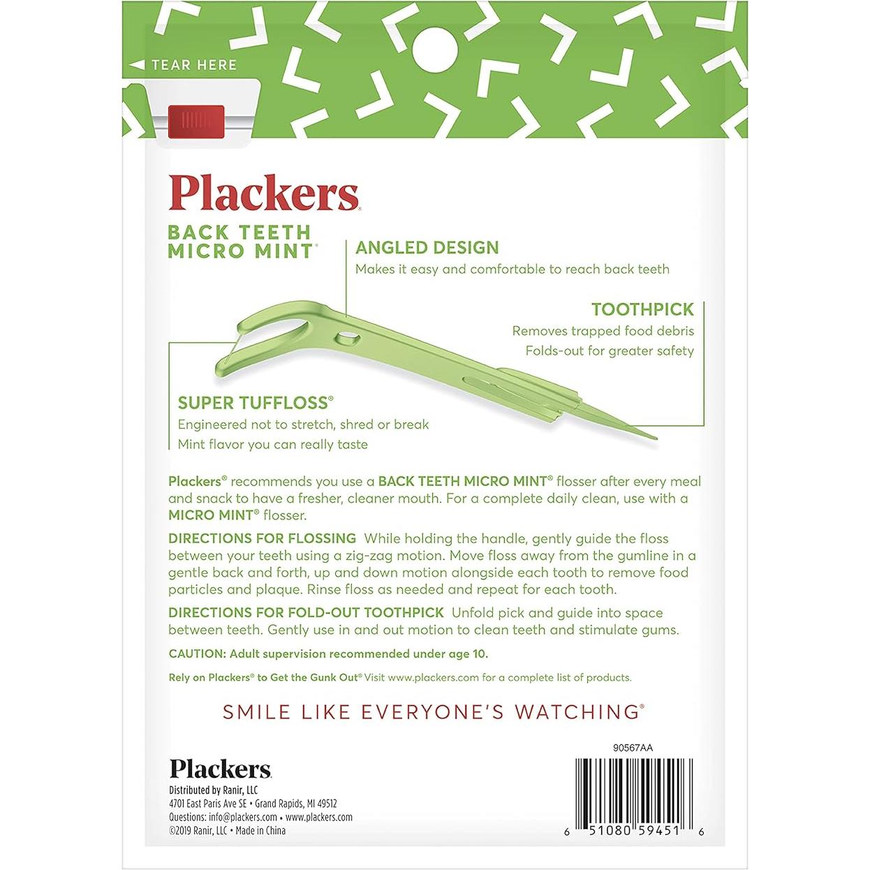 Flossers Dentales Plackers Micro Menta 75 Unidades