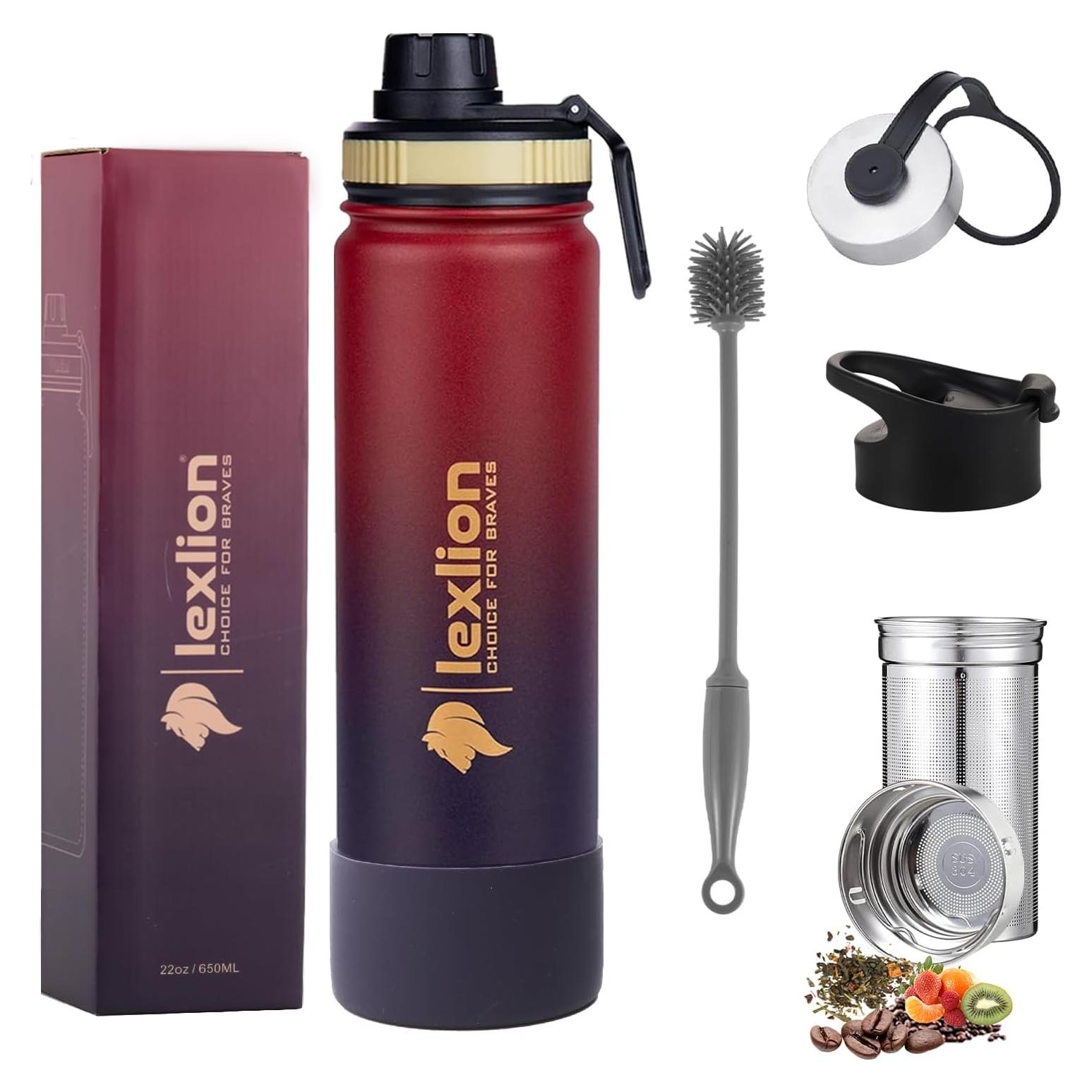 Botella de Agua Lexlion 22 Oz Acero Inoxidable Aislada