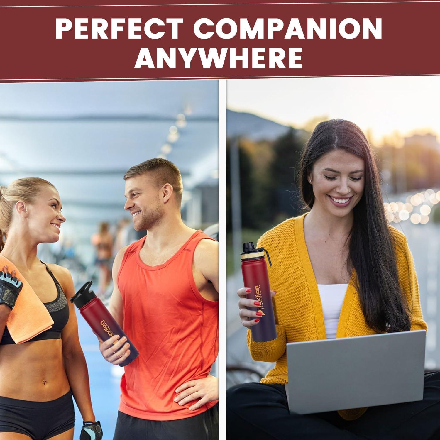 Botella de Agua Lexlion 22 Oz Acero Inoxidable Aislada