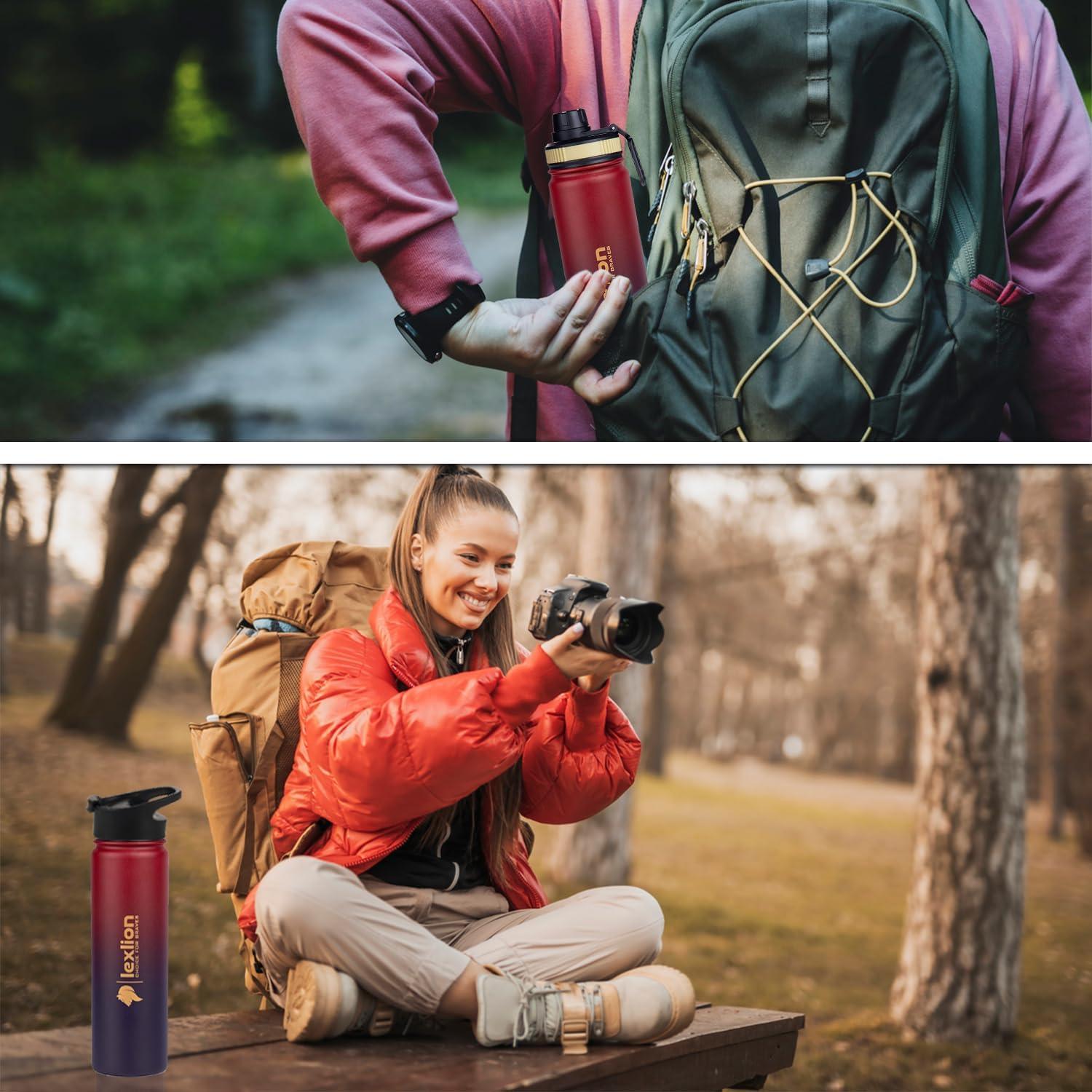 Botella de Agua Lexlion 22 Oz Acero Inoxidable Aislada