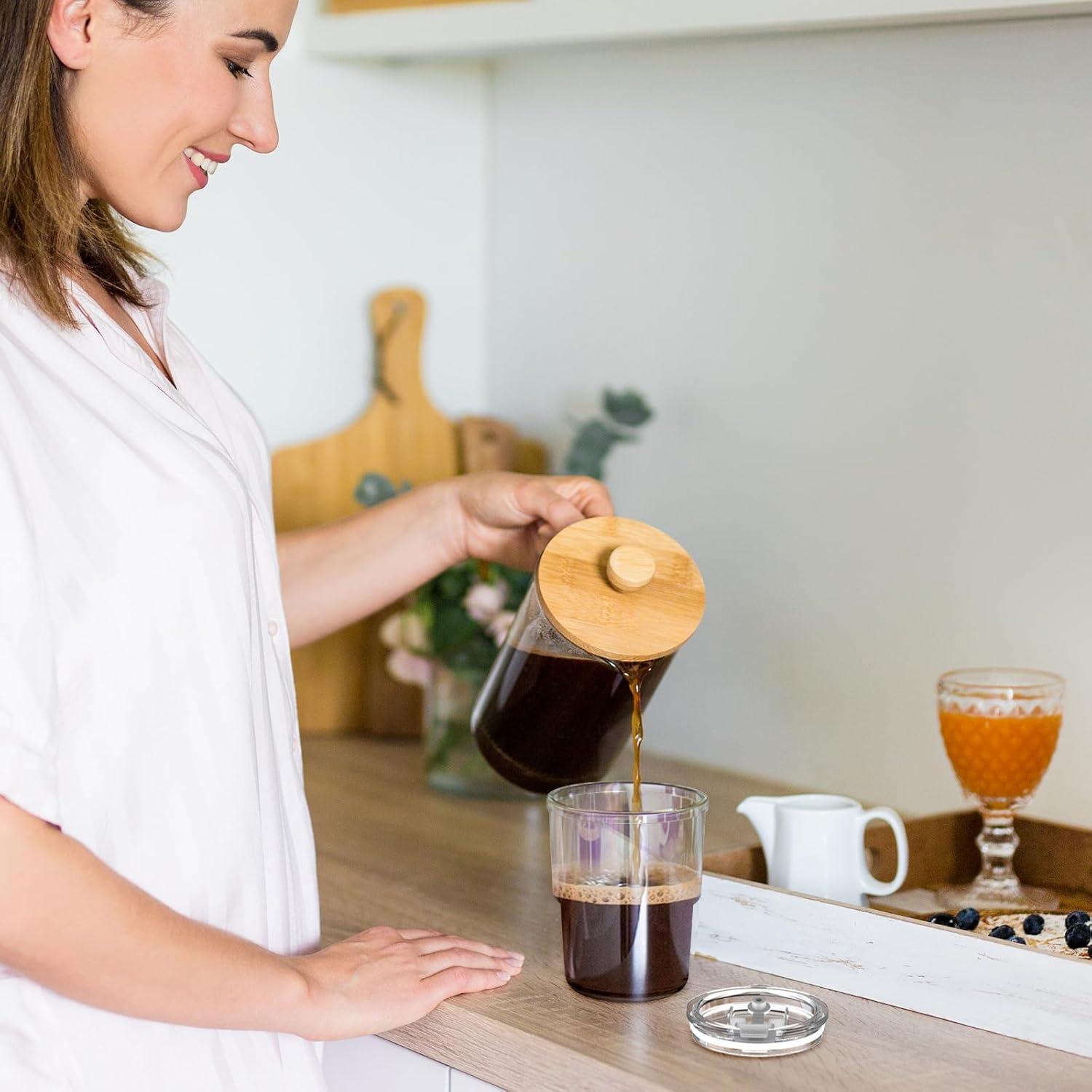 Taza de vidrio Luxfuel 400 ml con tapa y popote reutilizable