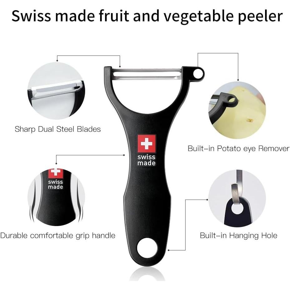 Pelador de Frutas y Verduras Ftmeslty Hecho en Suiza - Negro