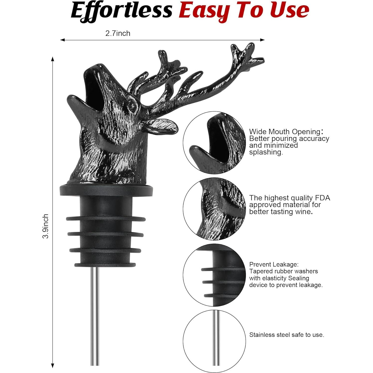 Vertedor de vino Anvy Lunda en forma de ciervo plateado