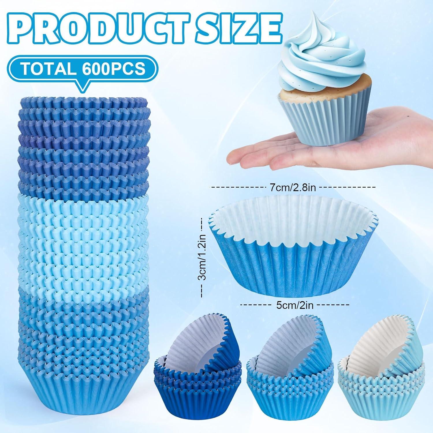 Forros de Cupcake Desechables Whaline 600 Pcs Azul Gradiente