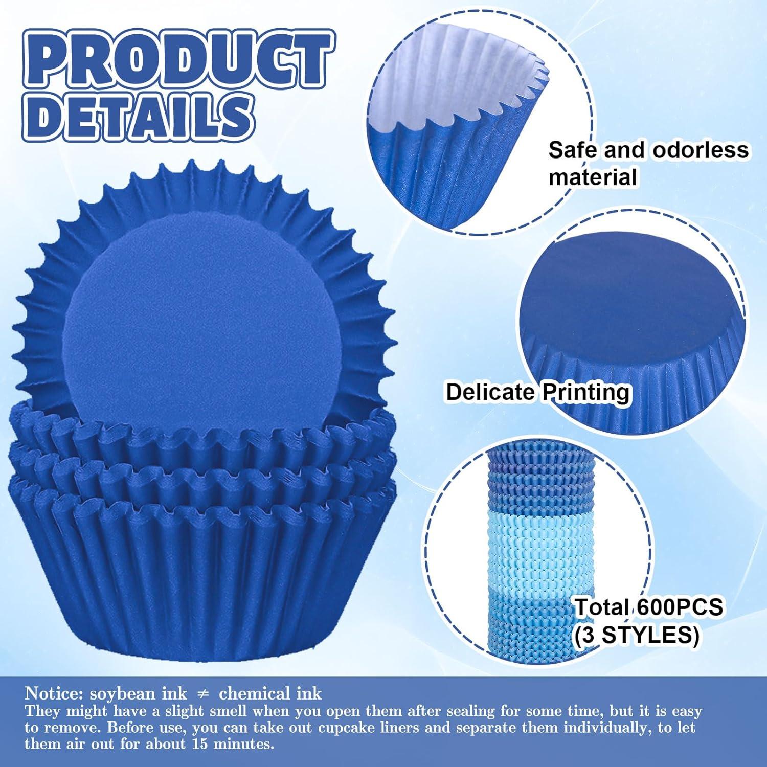 Forros de Cupcake Desechables Whaline 600 Pcs Azul Gradiente