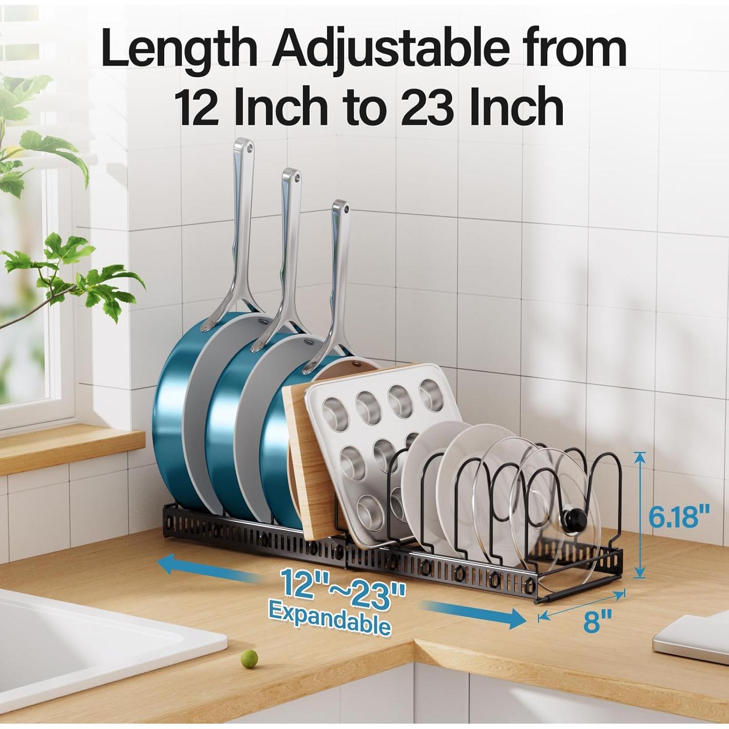 Organizador de Ollas y Sartenes Ajustable ORDORA Negro 10 Divisores