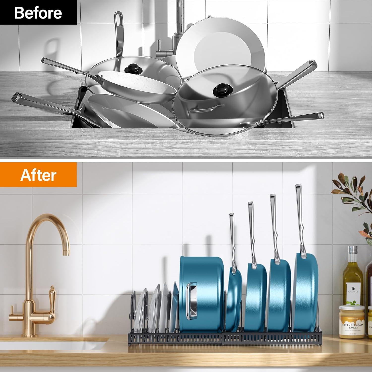 Organizador de Ollas y Sartenes Ajustable ORDORA Negro 10 Divisores