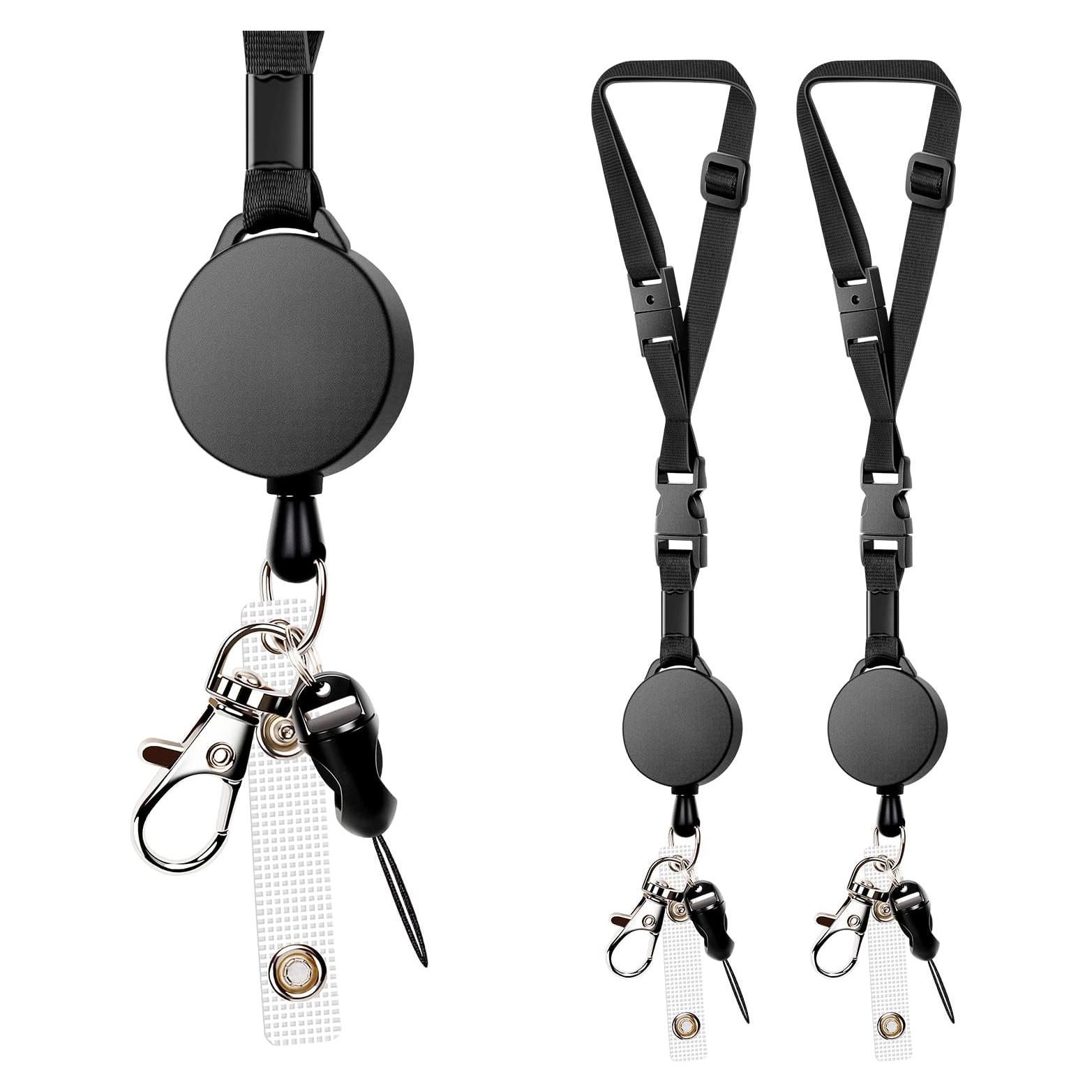 Paquete de 2 Lanyards Ajustables Retráctiles UpUGo Negro