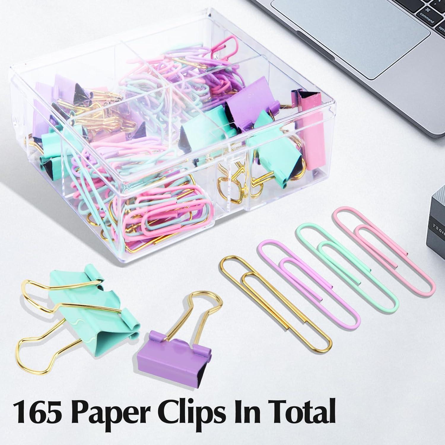 Conjunto de Clips de Papel y Carpeta CREECHWA 165 Piezas
