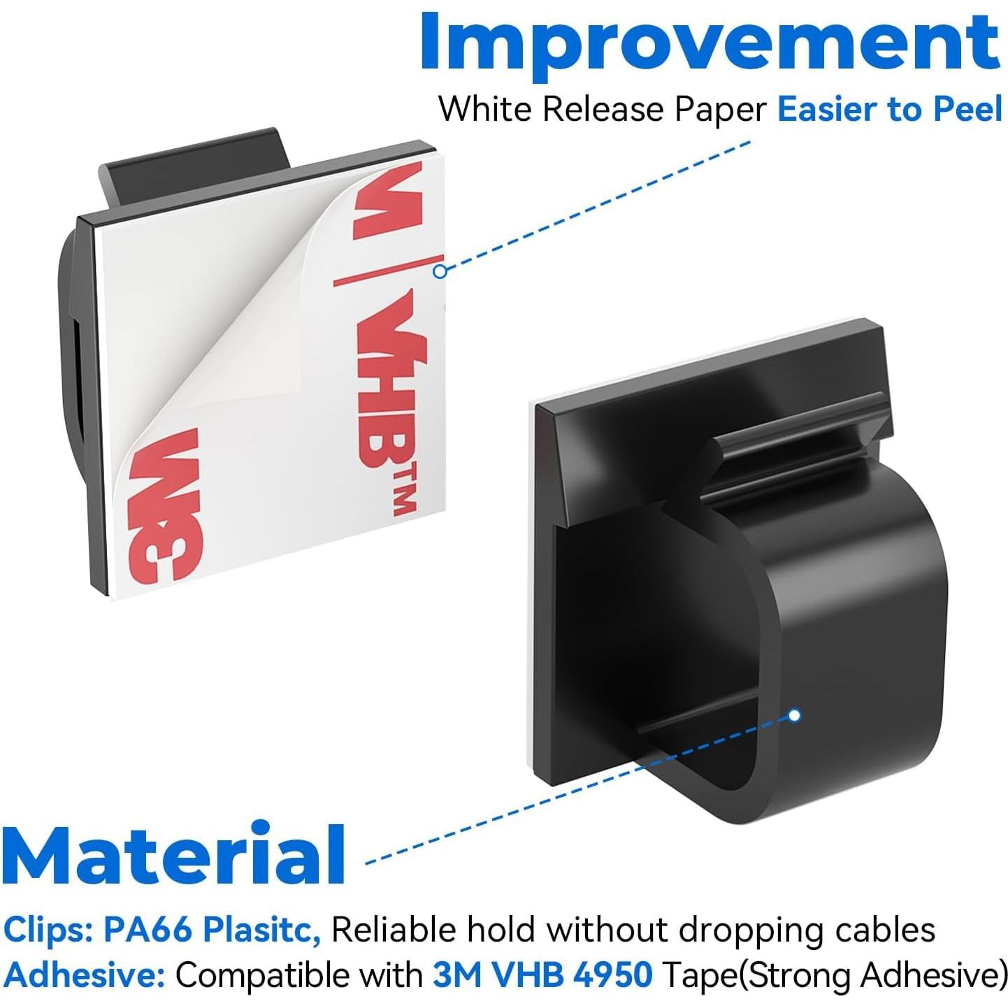 Clips de Cable Grandes Yocice 40pcs Autoadhesivos Negro