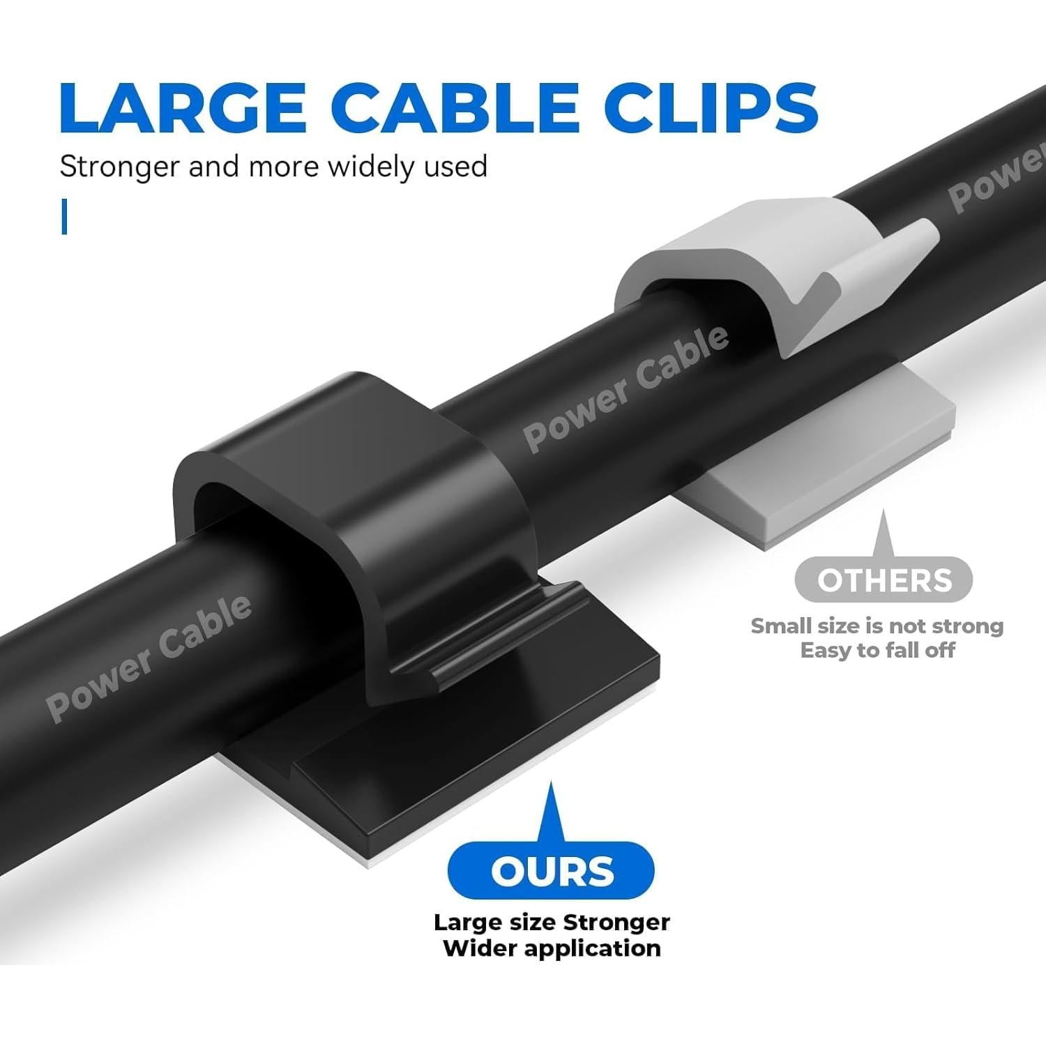 Clips de Cable Grandes Yocice 40pcs Autoadhesivos Negro