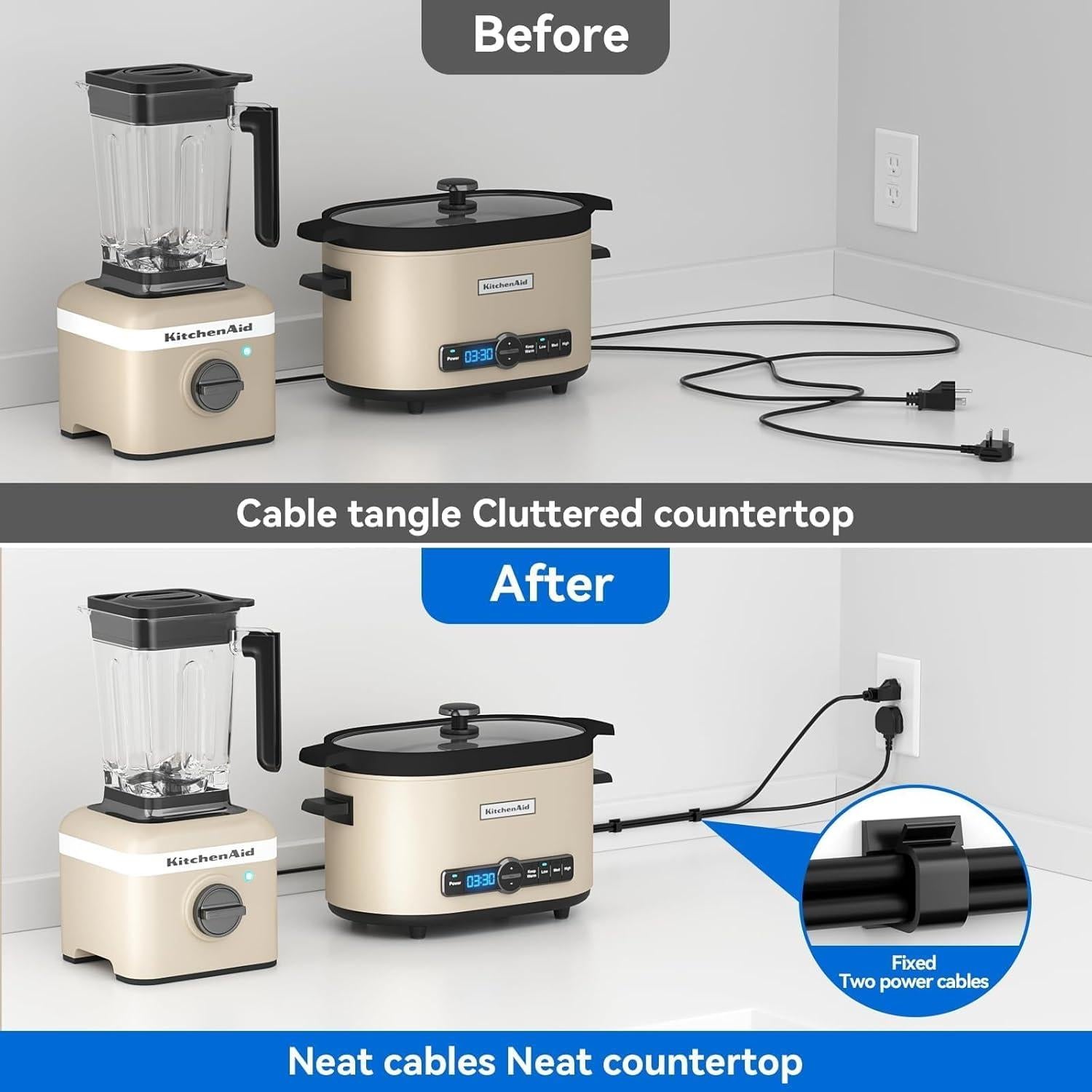 Clips de Cable Grandes Yocice 40pcs Autoadhesivos Negro