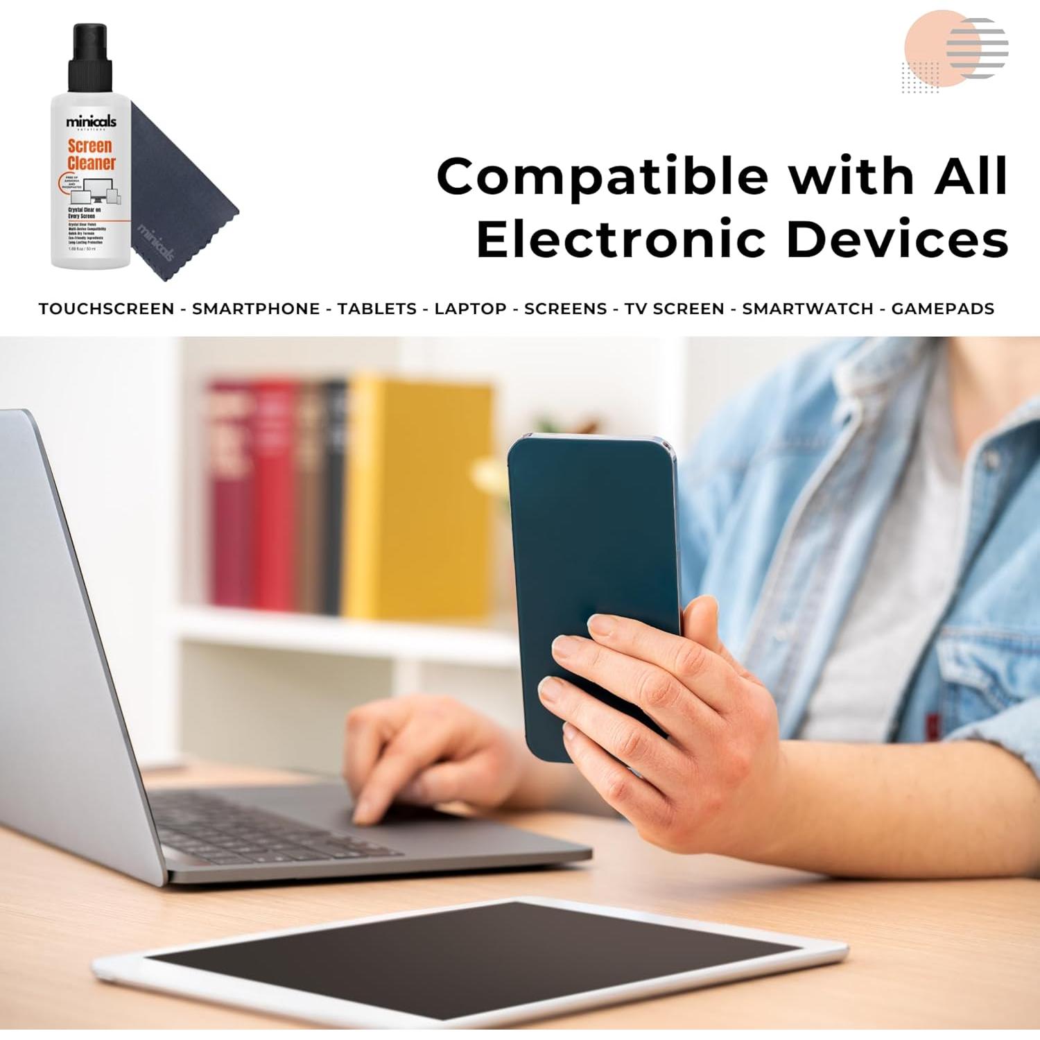 Limpiador de Pantallas en Spray MINICALS 50 ml con Paño Microfibra