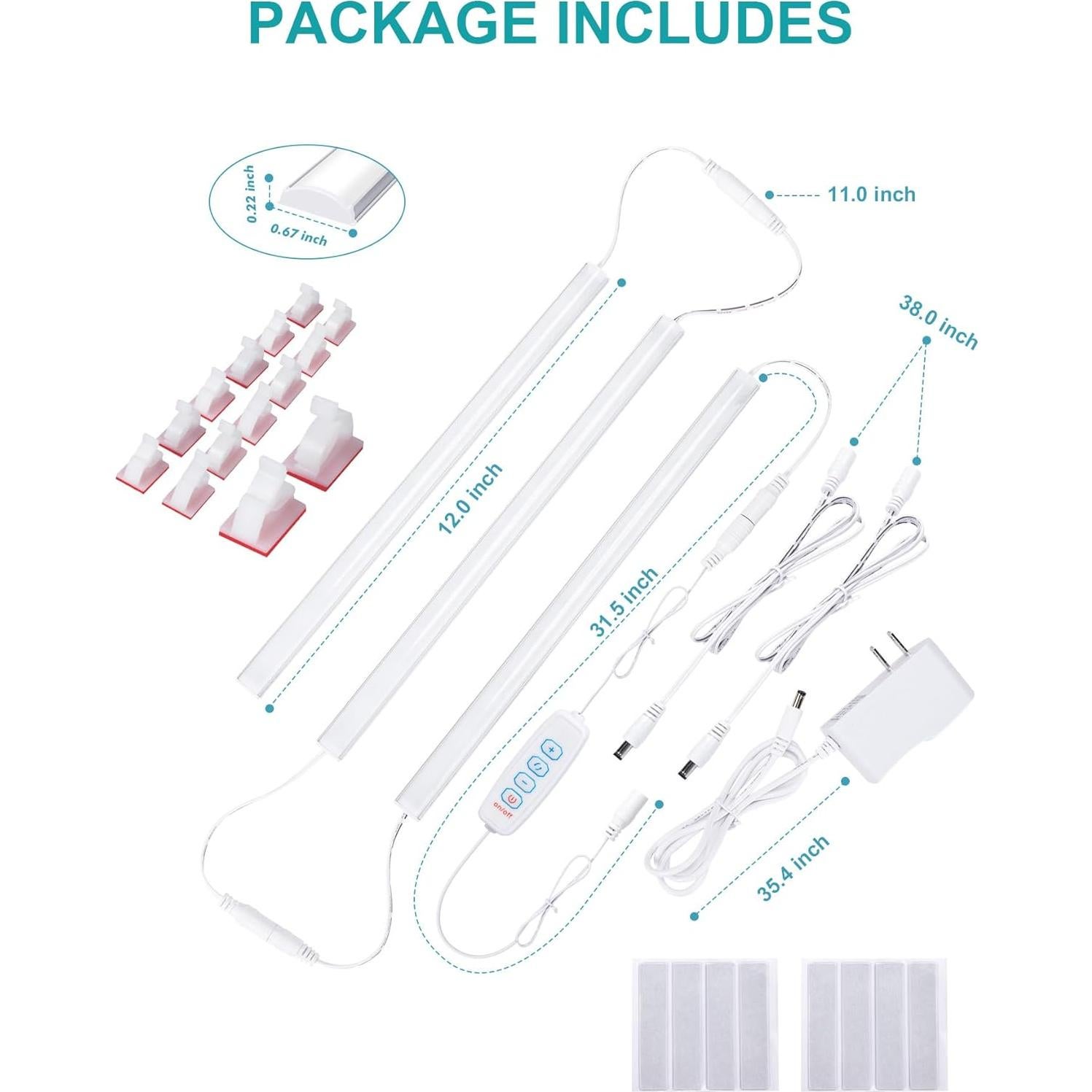 Iluminación Bajo Gabinete JUSJUBR 3 Piezas 30.48 cm LED Regulable