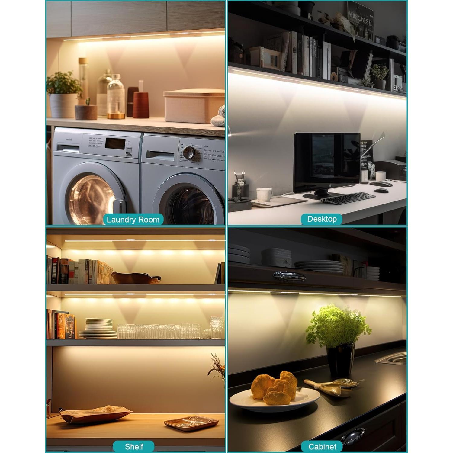 Iluminación Bajo Gabinete JUSJUBR 3 Piezas 30.48 cm LED Regulable