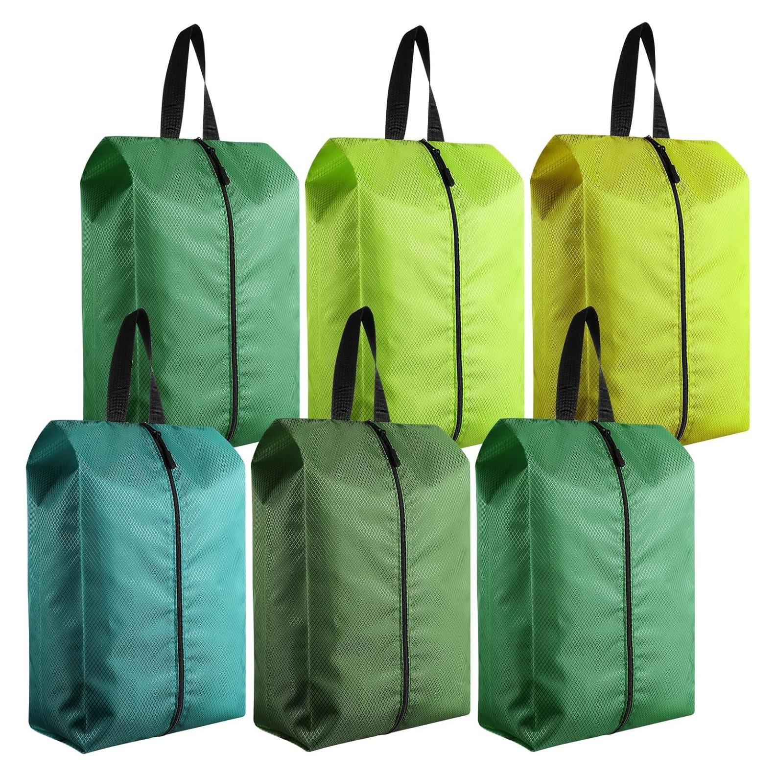 6 Bolsas de Zapatos de Viaje Bulyoou Nylon Verde 42x22x12 cm