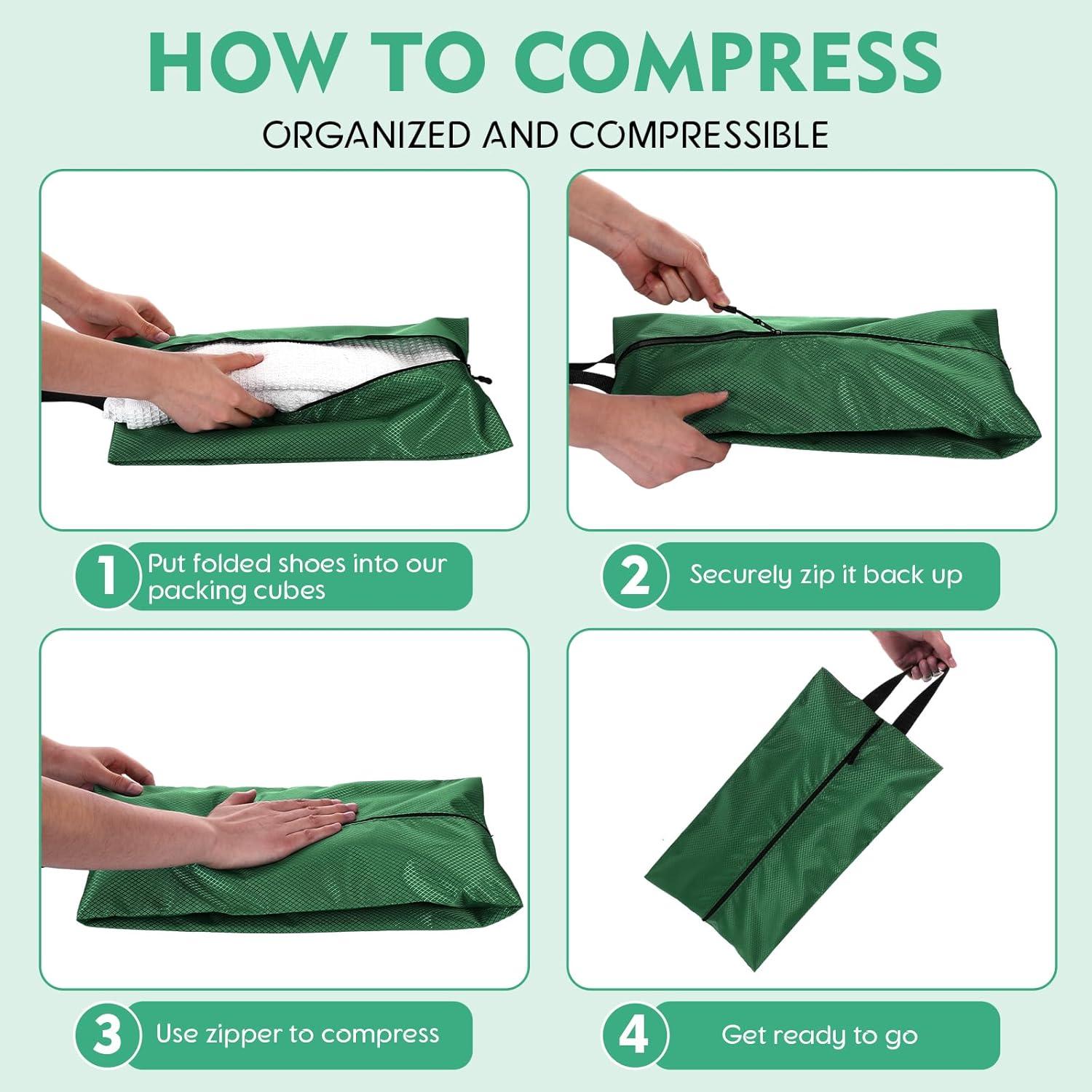 6 Bolsas de Zapatos de Viaje Bulyoou Nylon Verde 42x22x12 cm