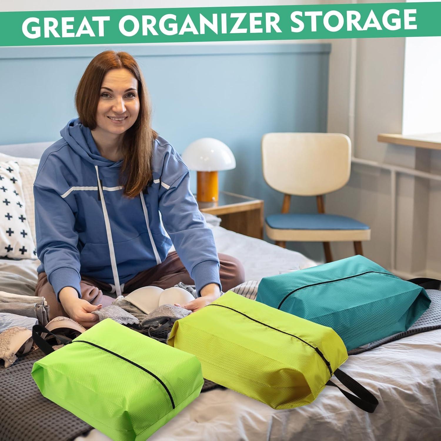 6 Bolsas de Zapatos de Viaje Bulyoou Nylon Verde 42x22x12 cm