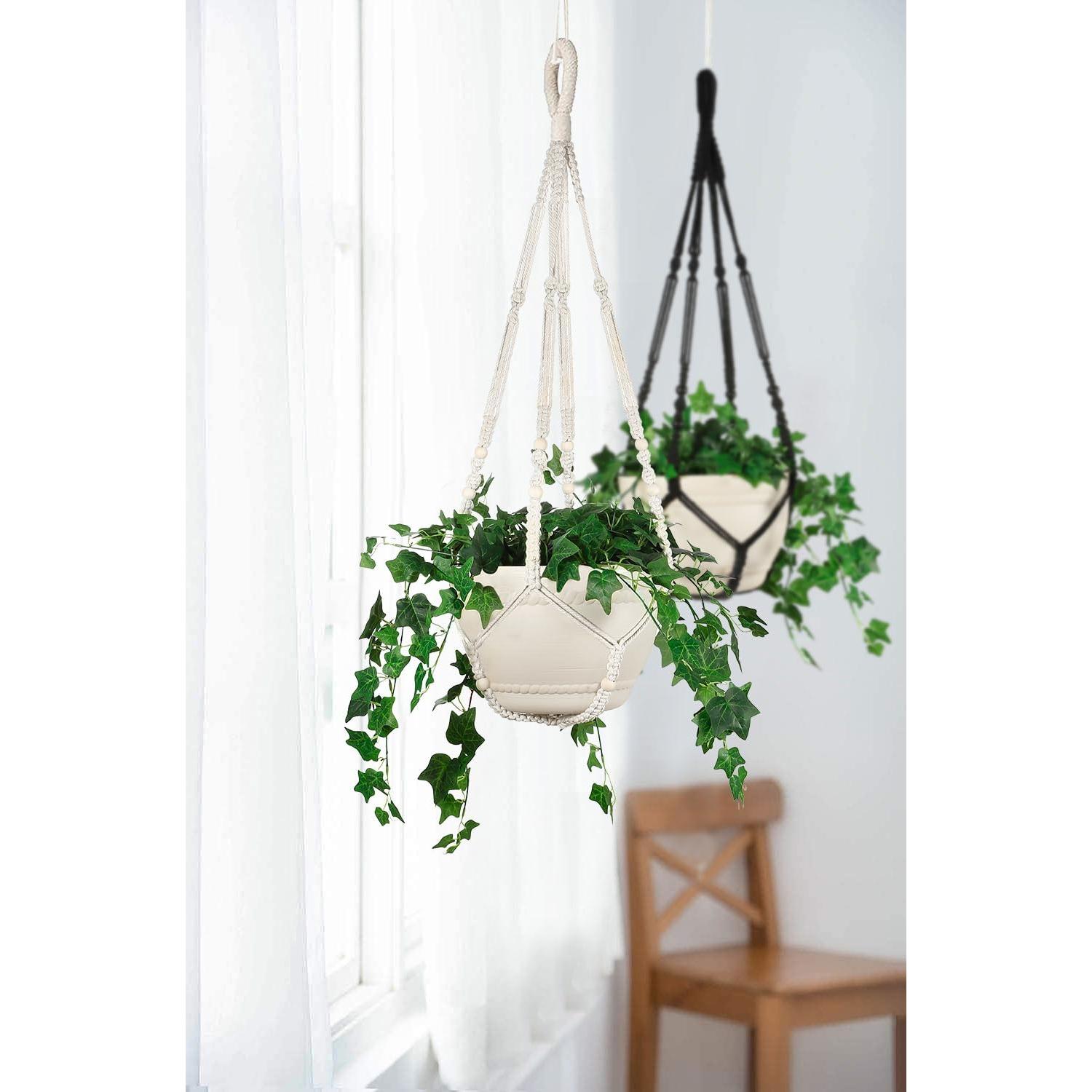 Macetero colgante de macramé Shineloha 109 cm para maceta 30 cm