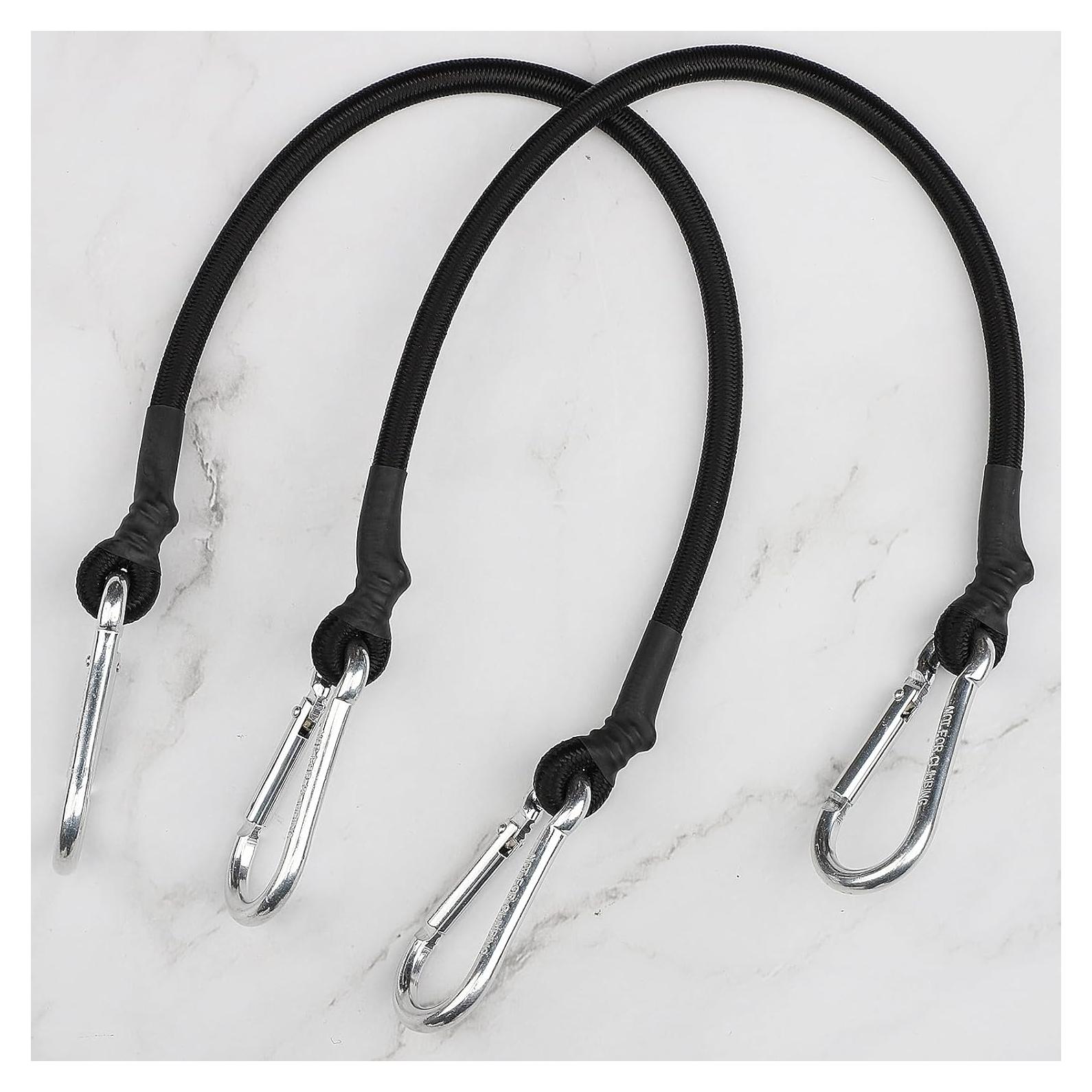 Cuerdas Bungee Negras ZHOUBIN 45.72 cm con Ganchos Carabiner - 2 Pcs