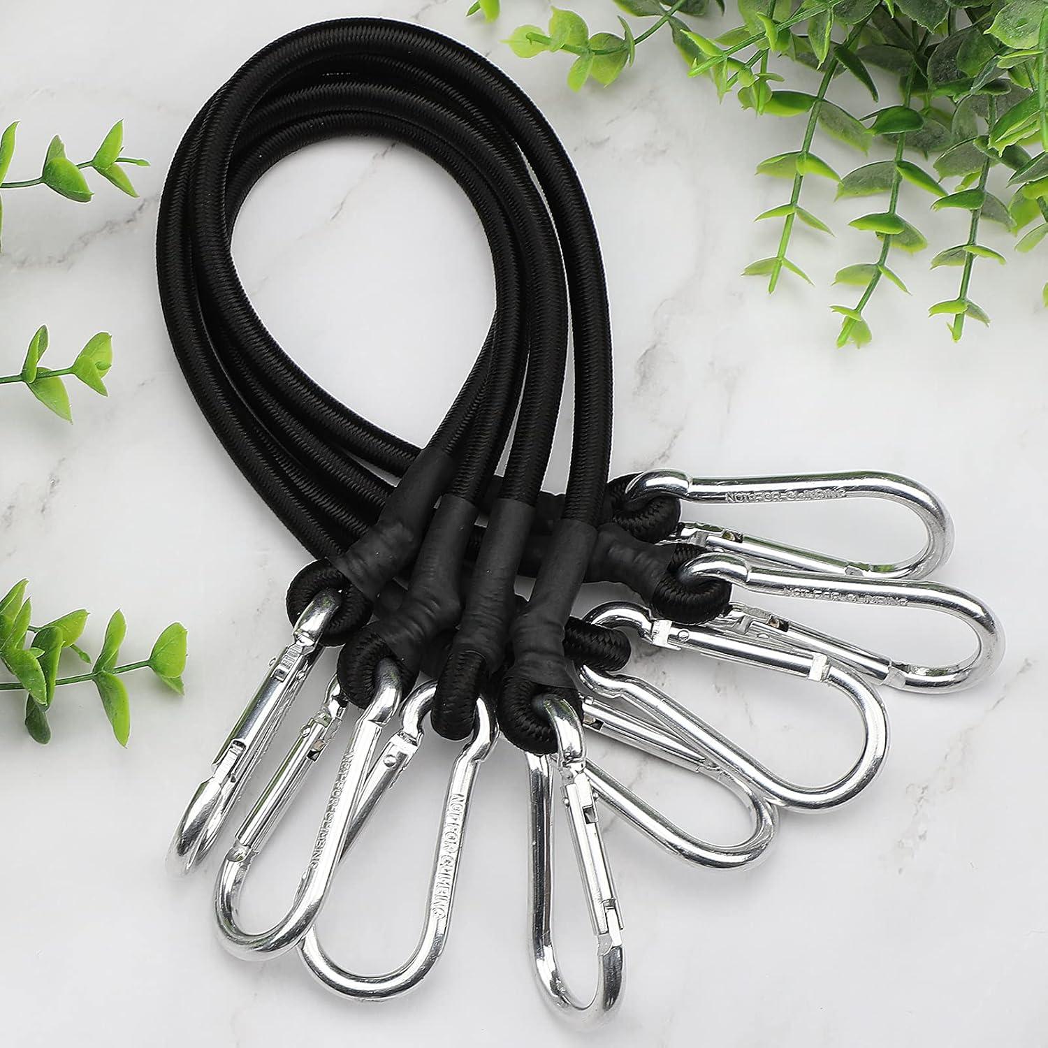 Cuerdas Bungee Negras ZHOUBIN 45.72 cm con Ganchos Carabiner - 2 Pcs