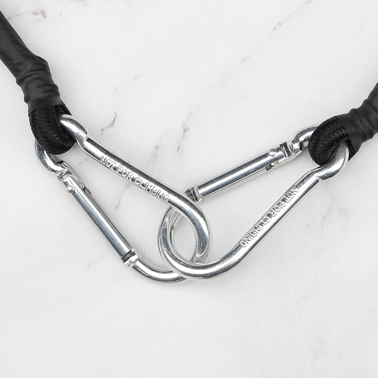 Cuerdas Bungee Negras ZHOUBIN 45.72 cm con Ganchos Carabiner - 2 Pcs