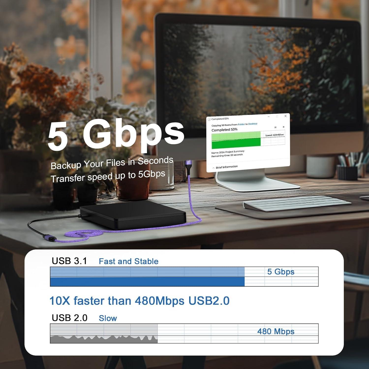 Cable Extensión USB 3.0 1.83m Trenzado Tipo A Macho a Hembra