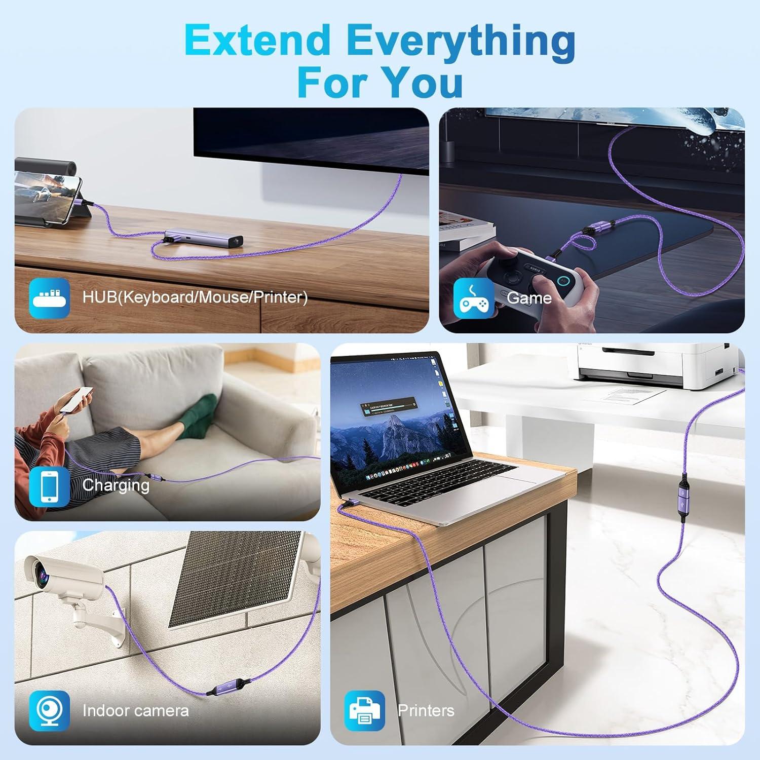 Cable Extensión USB 3.0 1.83m Trenzado Tipo A Macho a Hembra