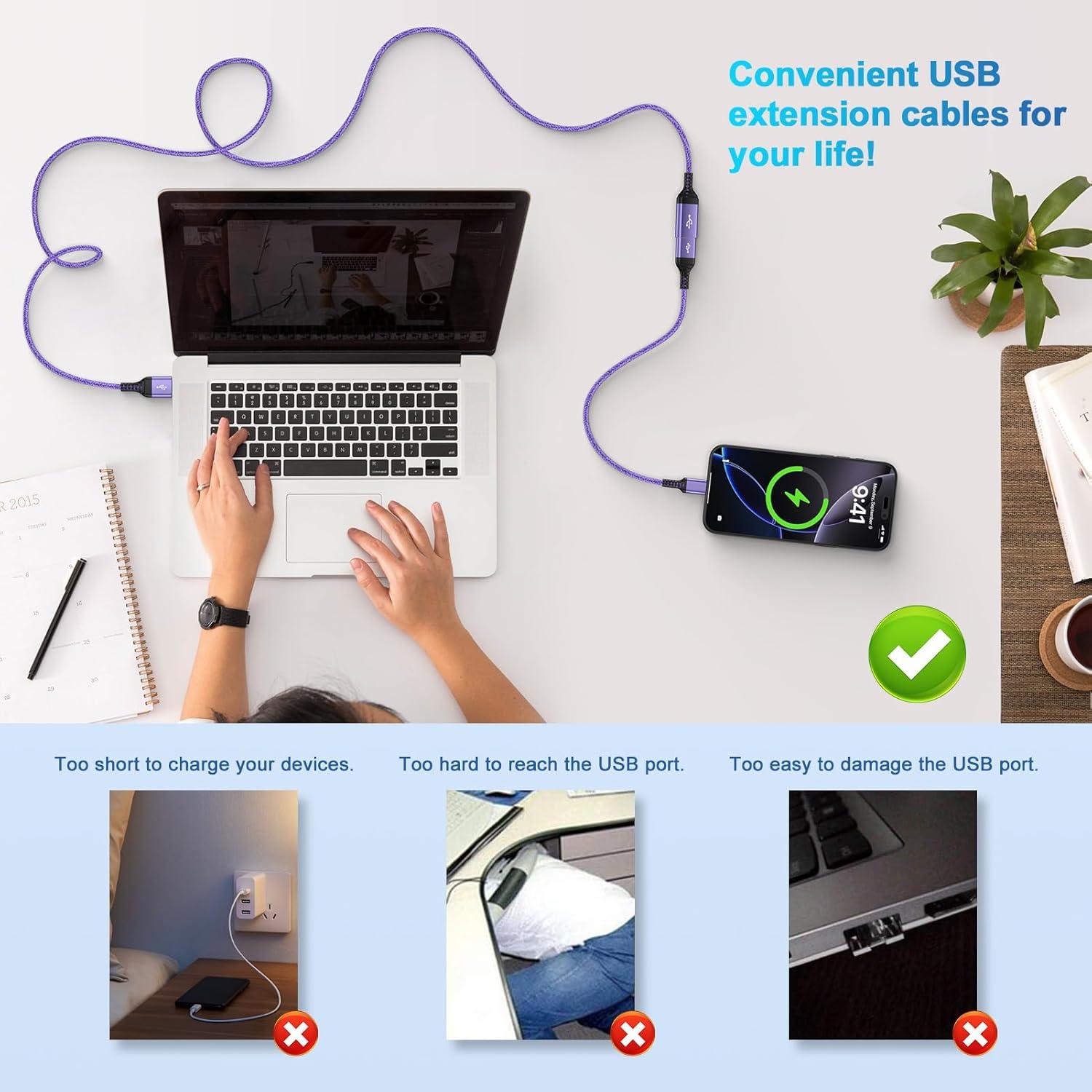 Cable Extensión USB 3.0 1.83m Trenzado Tipo A Macho a Hembra