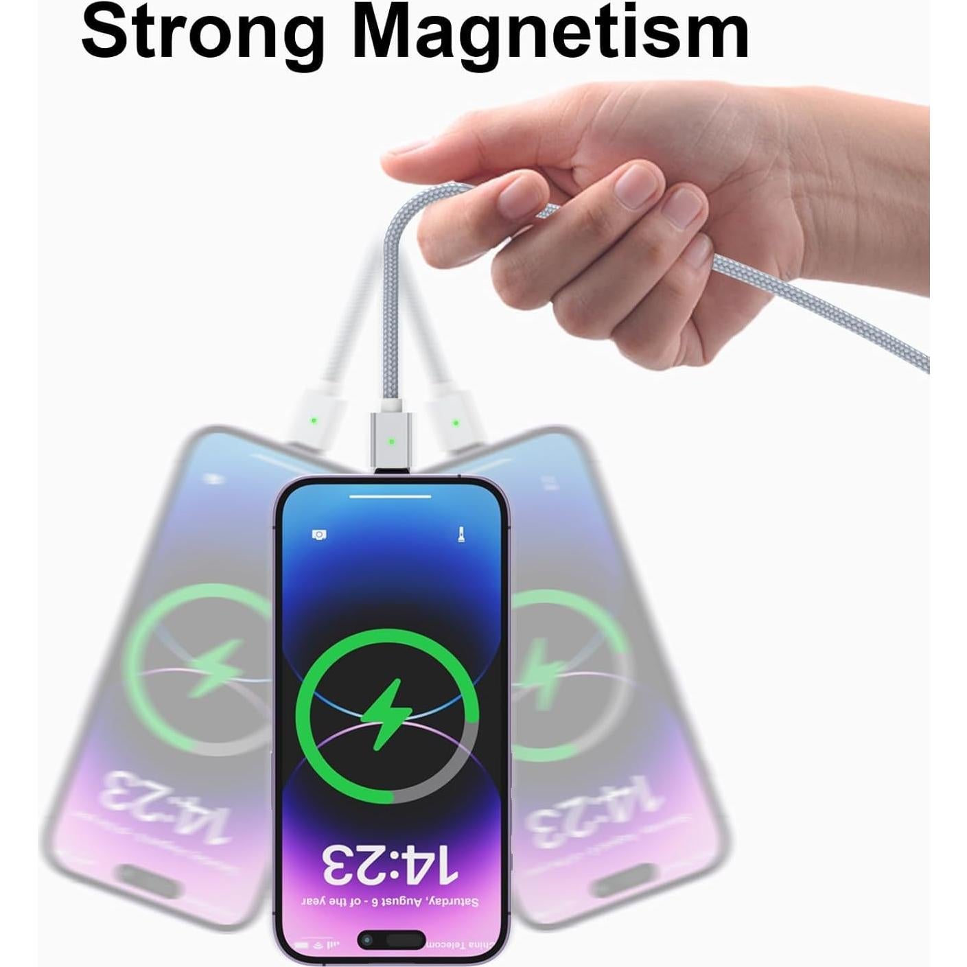 Cable de Carga Magnético 3A 3 en 1 CNakdDG 2.01m Plata