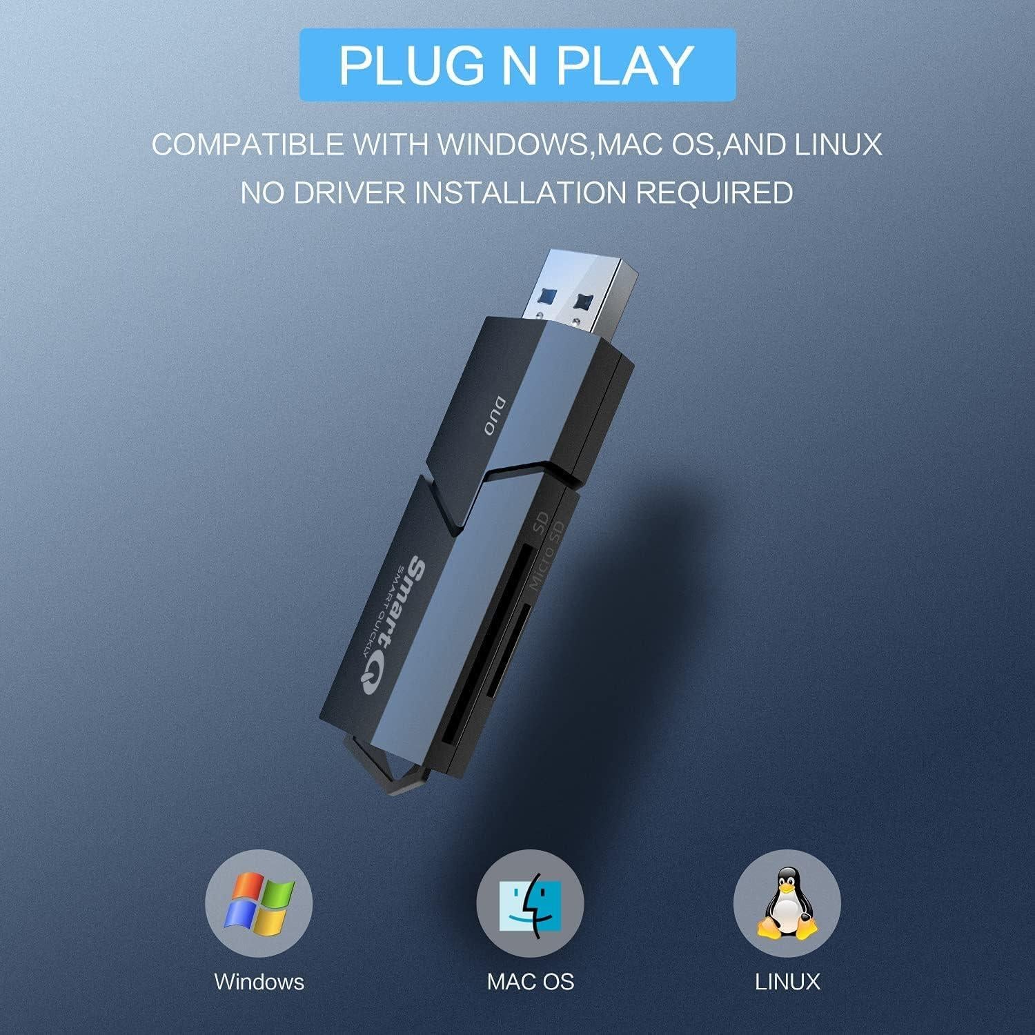 Lector de Tarjetas SmartQ C307 Duo USB 3.0 Portátil